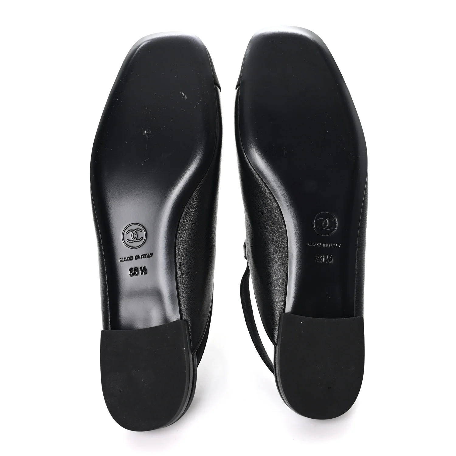 Lambskin Grosgrain Rounded Toe CC Slingback Flats 36.5 Black - Image 6
