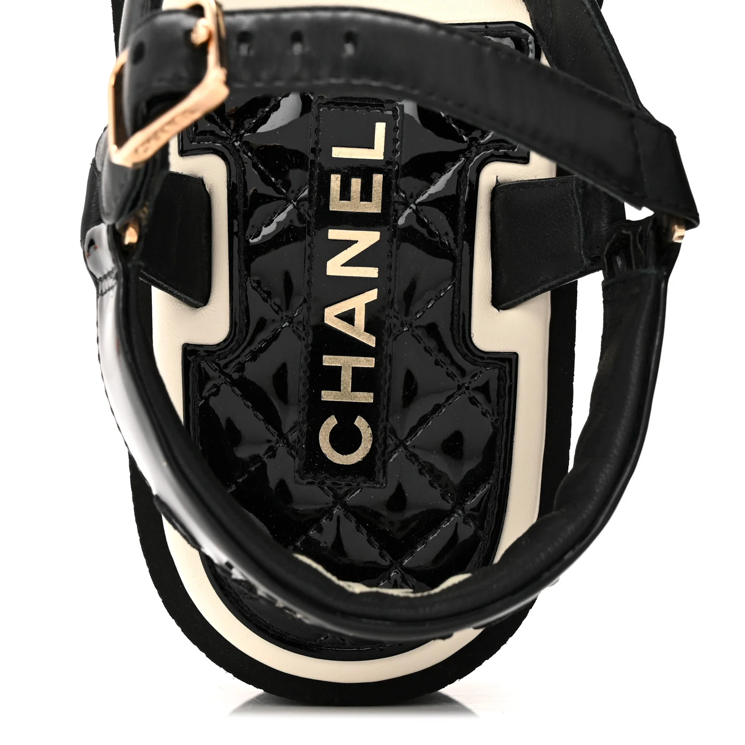 Lambskin Logo Platform Sandals 38 Black White - Image 8