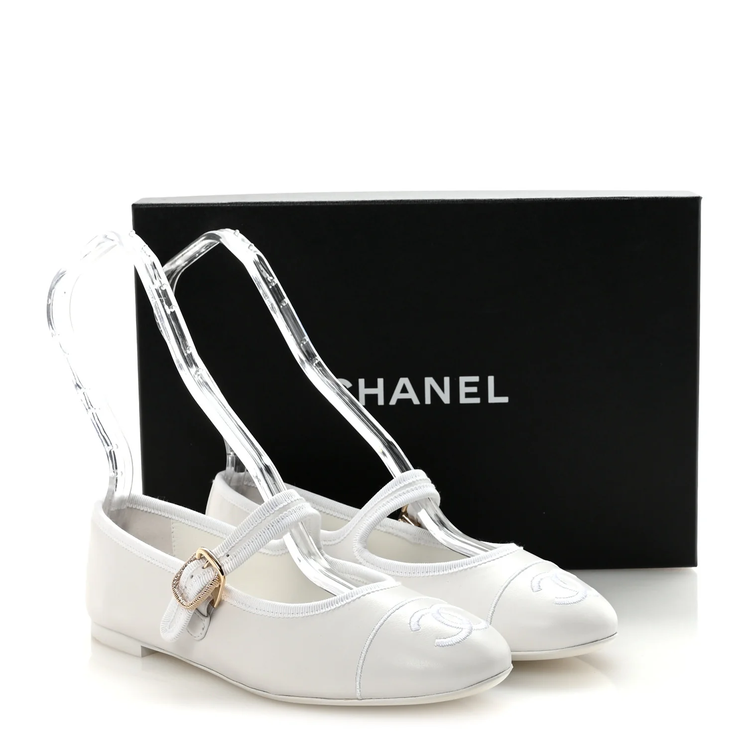 Lambskin Mary Jane Flats 36 White - Image 11