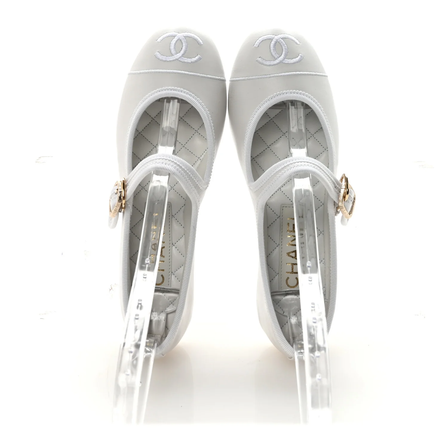 Lambskin Mary Jane Flats 36 White - Image 2