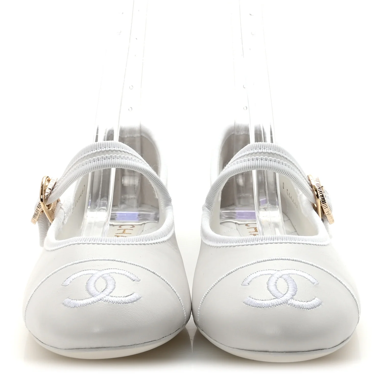 Lambskin Mary Jane Flats 36 White - Image 3