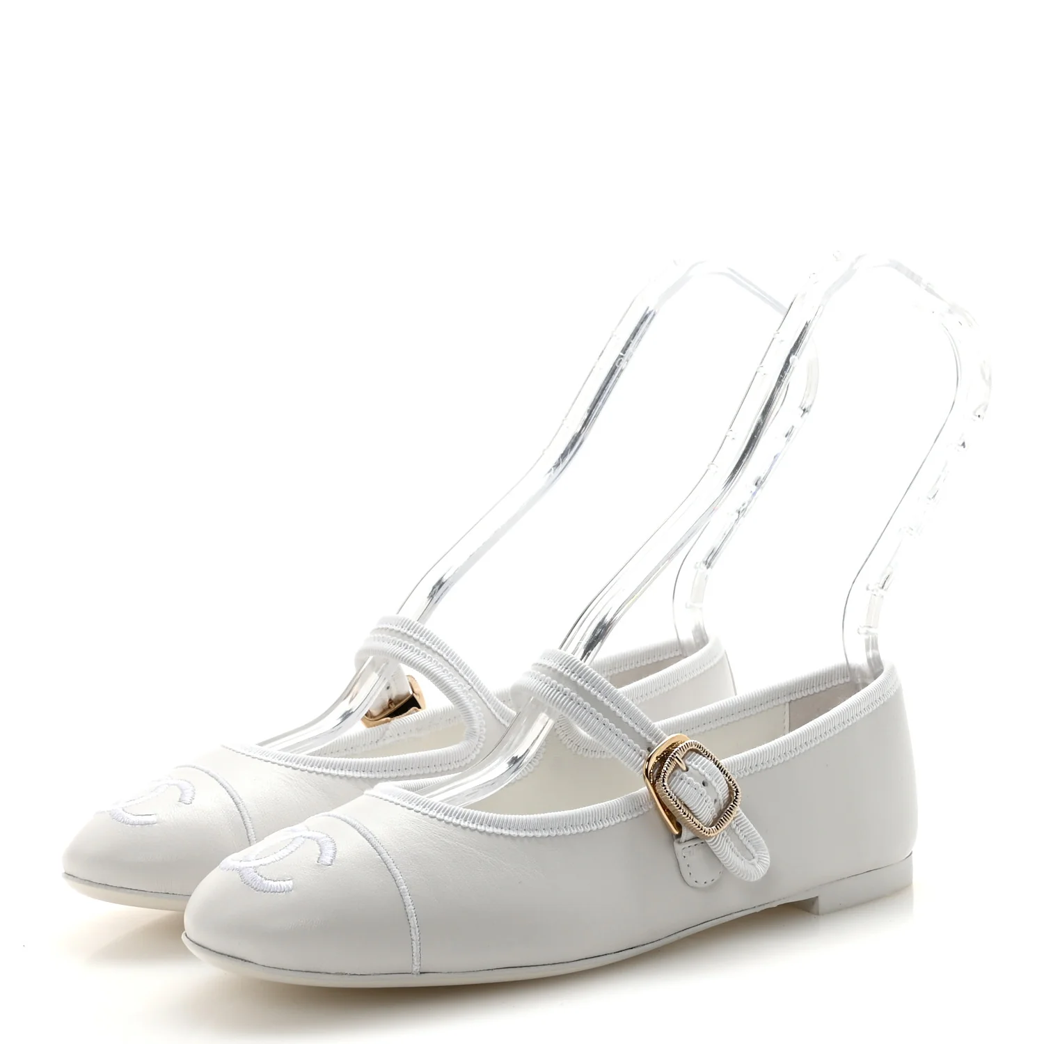 Lambskin Mary Jane Flats 36 White - Image 4
