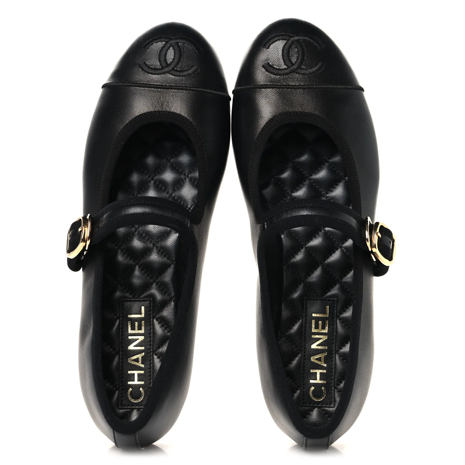 Lambskin Mary Jane Flats 38 Black - Image 2