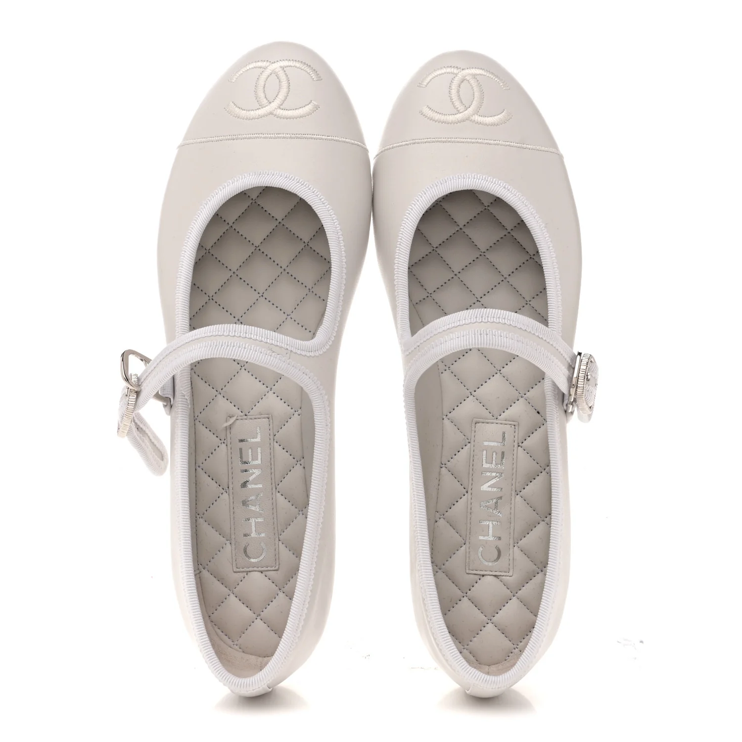 Lambskin Mary Jane Flats 40 White - Image 2