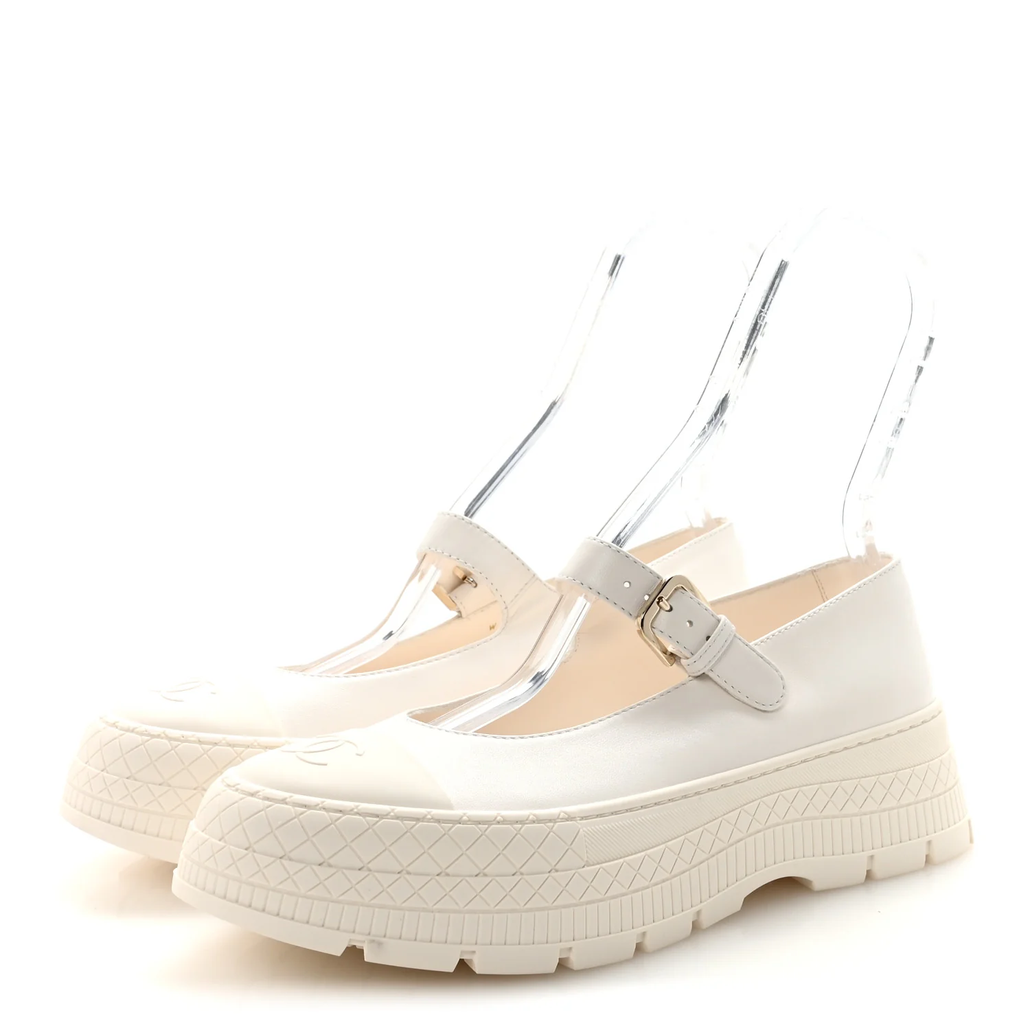 Lambskin Mary Jane Flats 41 White - Image 4