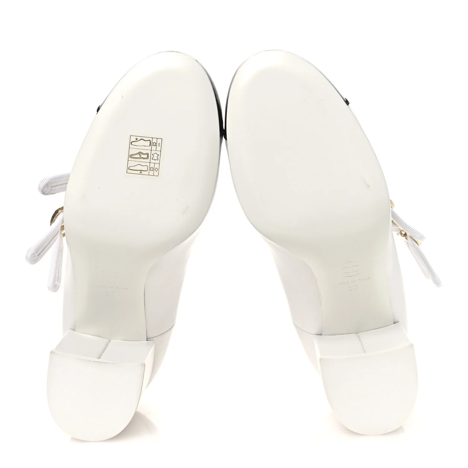 Lambskin Metal Mary Jane Pumps 37 White Black - Image 7