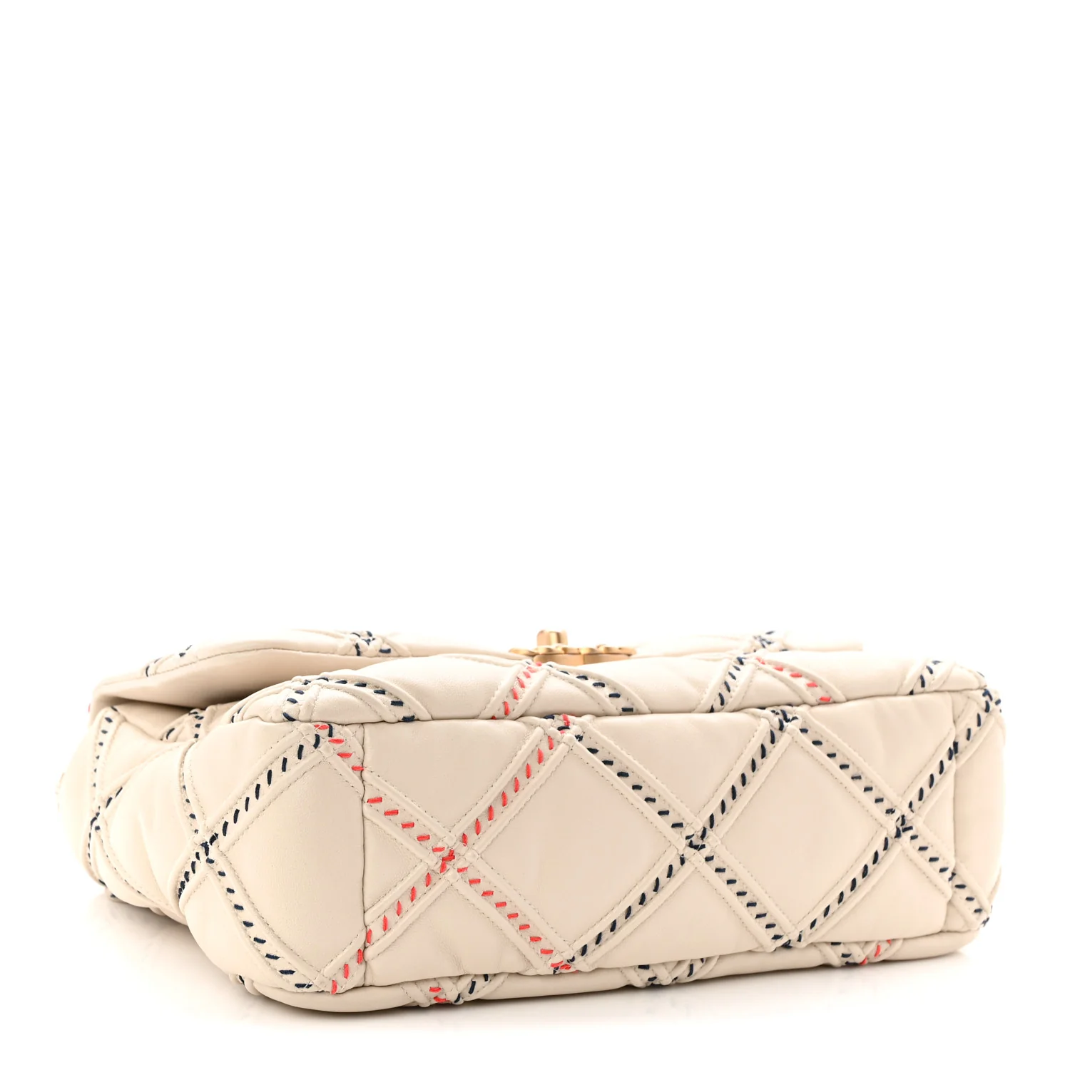 Lambskin Mixed Fibers Quilted Medium Chanel 19 Flap Beige - Image 4