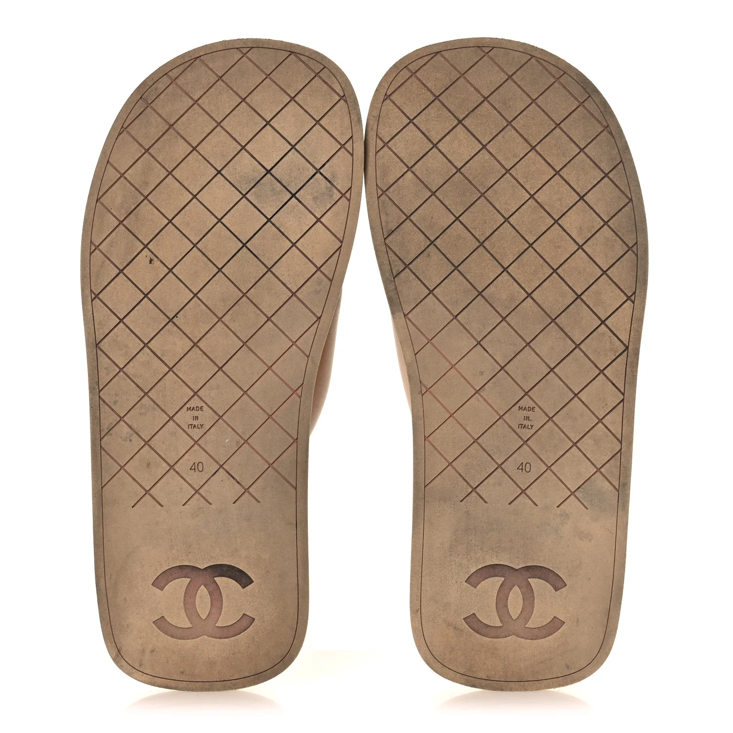 Lambskin Padded Pool Thong Sandals 40 Beige - Image 7