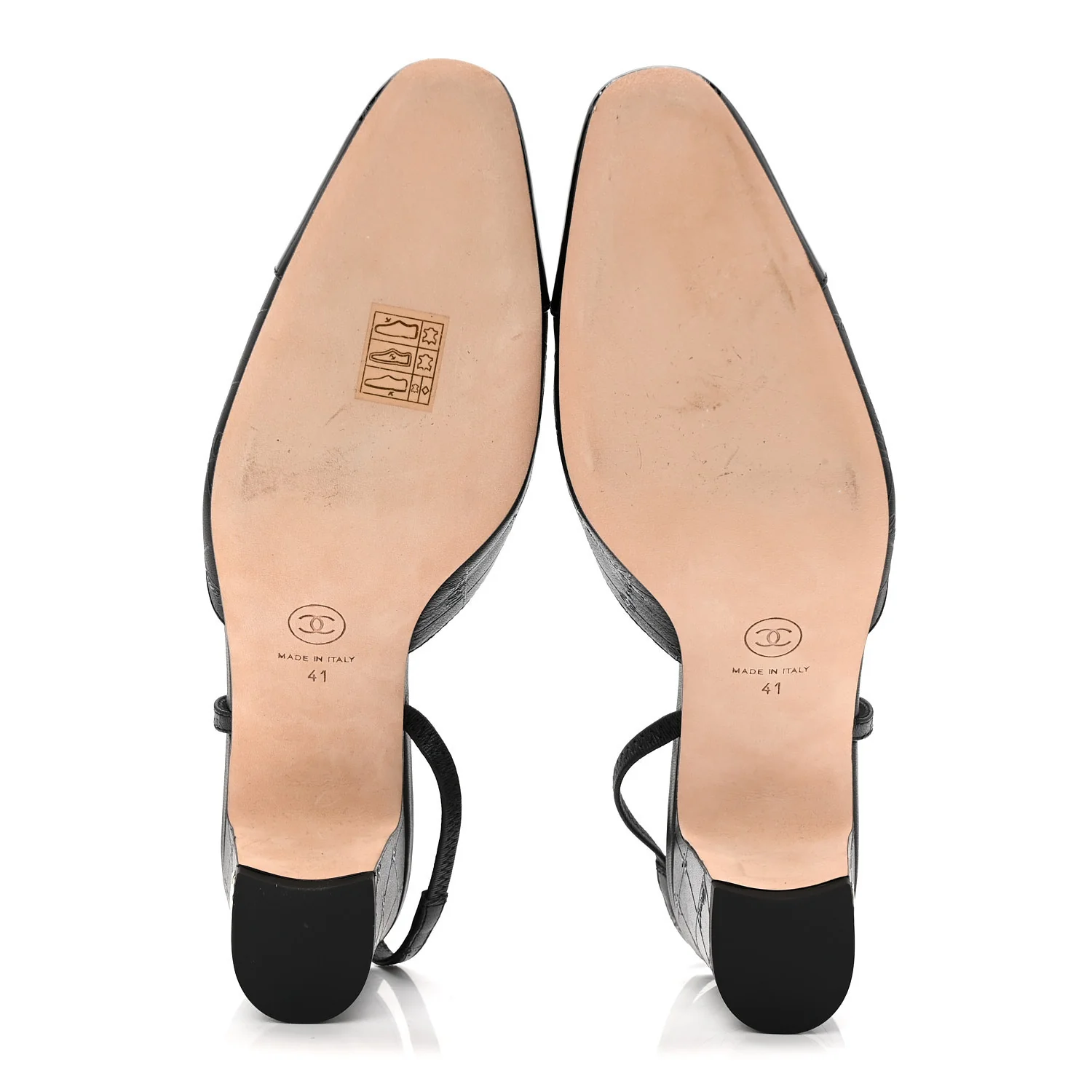 Lambskin Patent Calfskin Quilted Cap Toe Coco CC Slingback Pumps 41 Black - Image 6