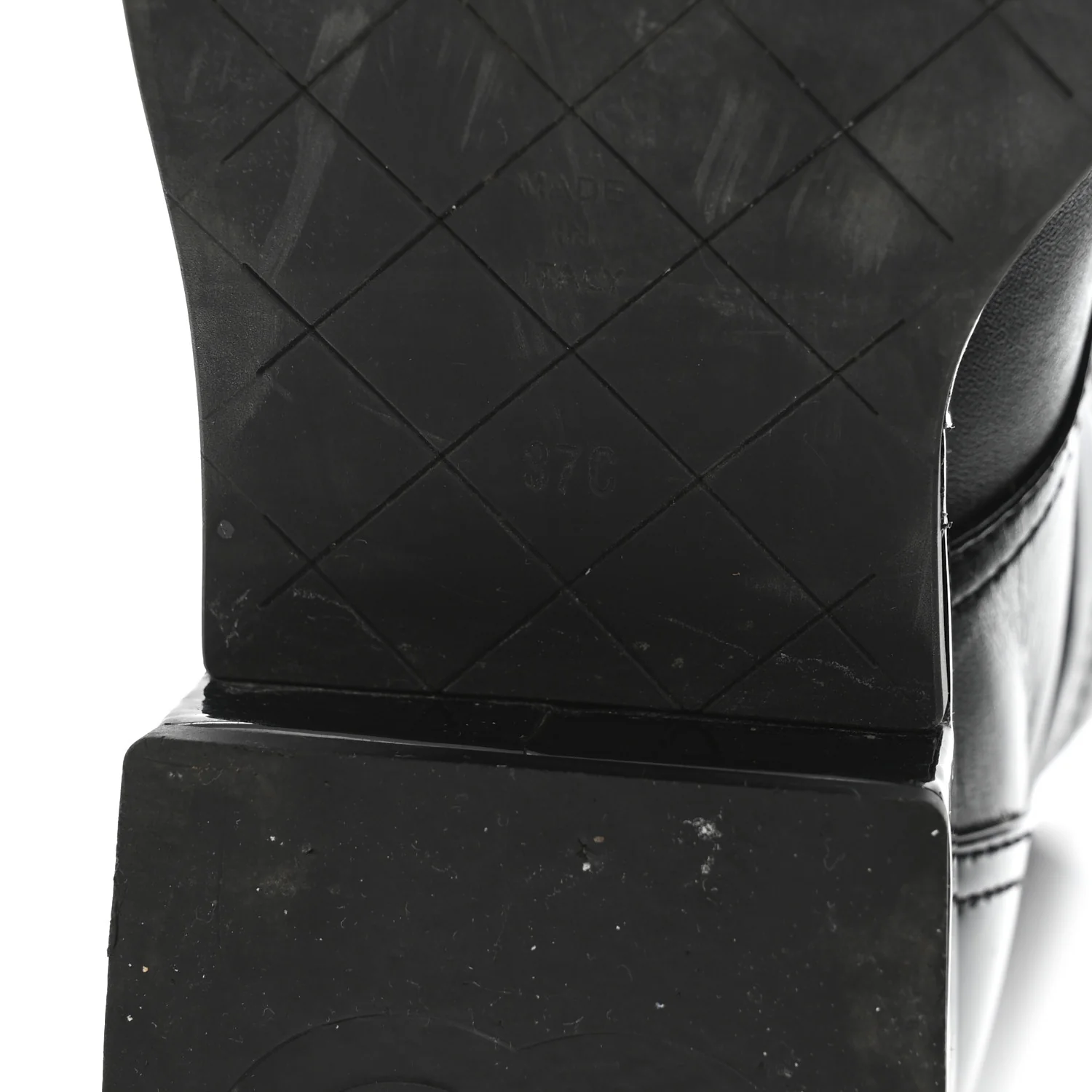 Lambskin Patent Calfskin Quilted CC Lace Up Combat Boots 37 Black - Image 7