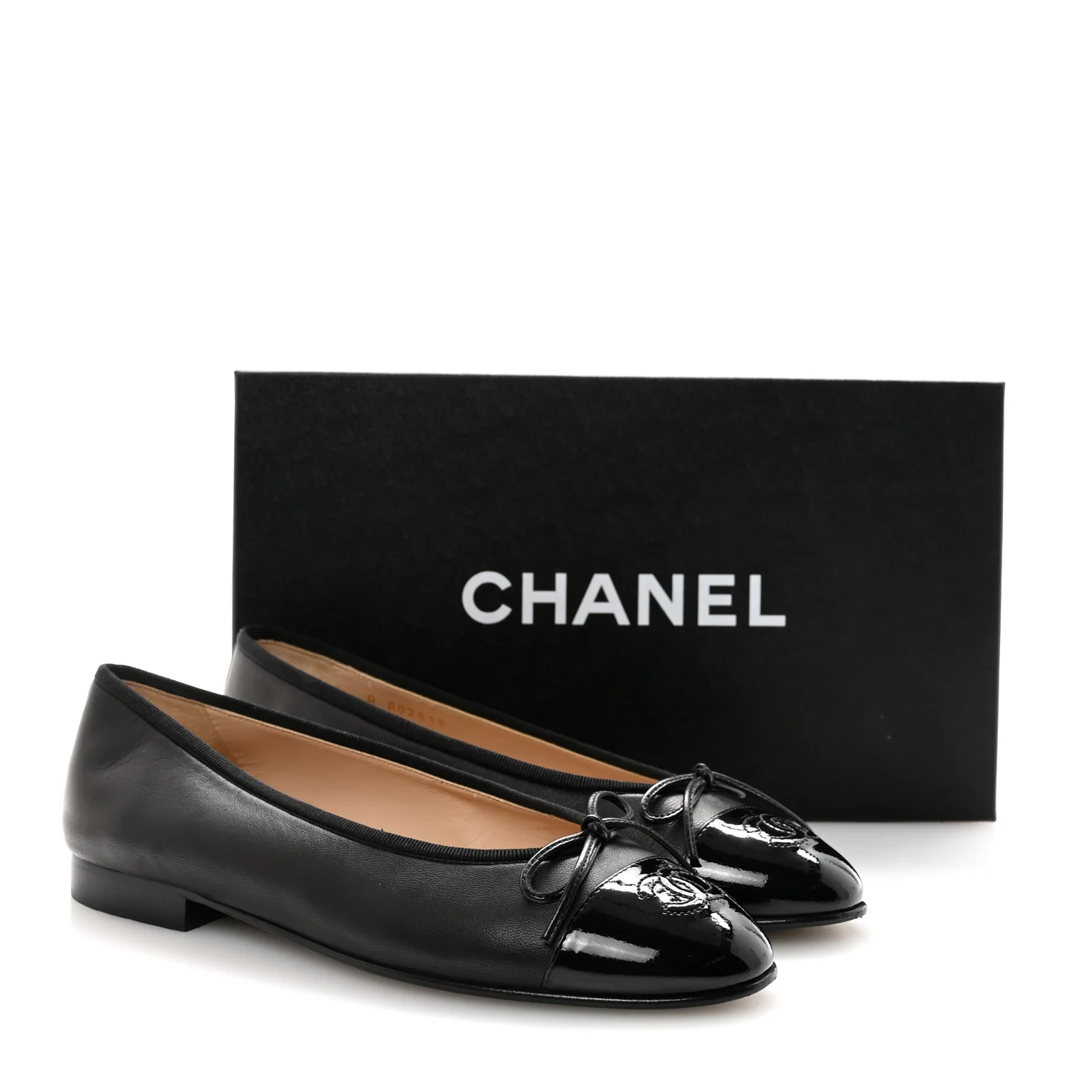 Lambskin Patent Cap Toe Ballerina Flats 37.5 Black - Image 10