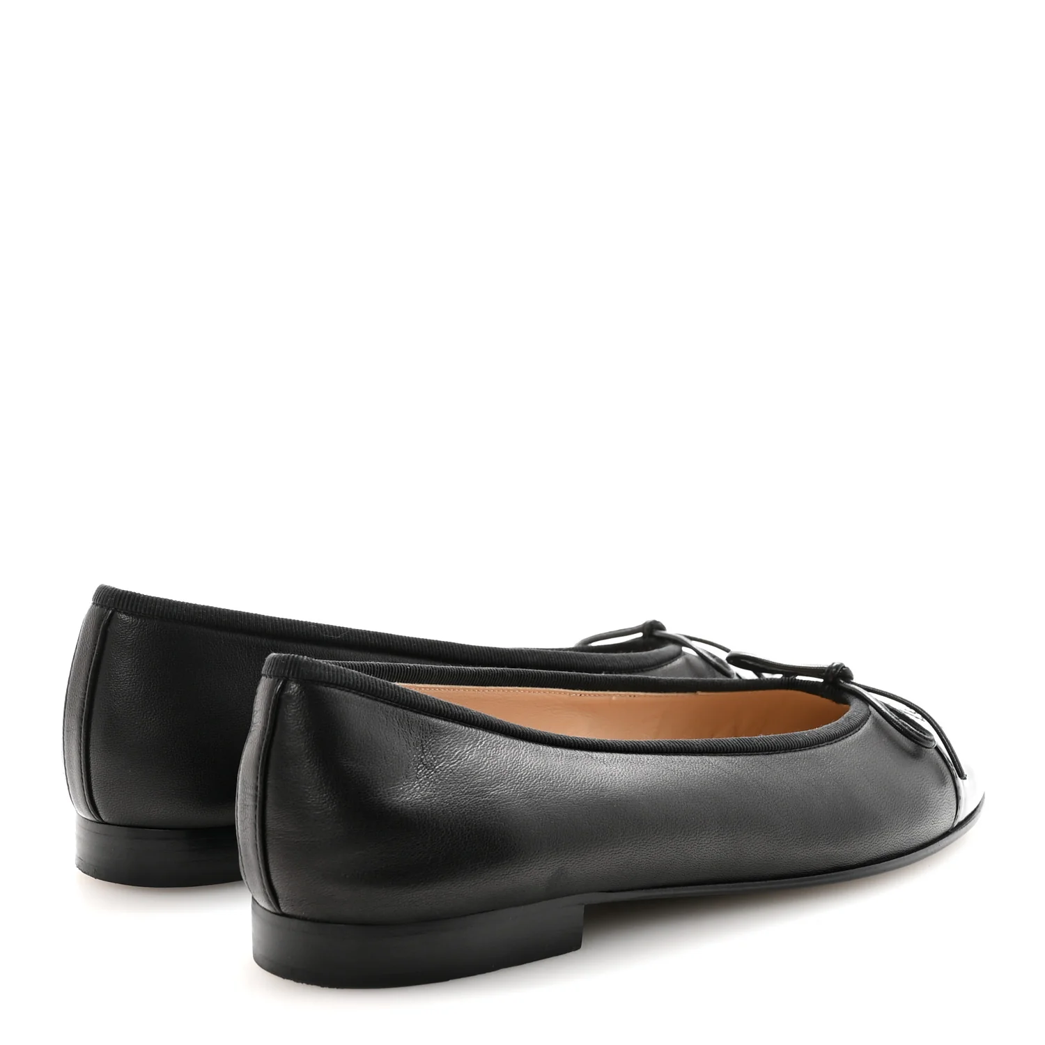 Lambskin Patent Cap Toe Ballerina Flats 37.5 Black - Image 5