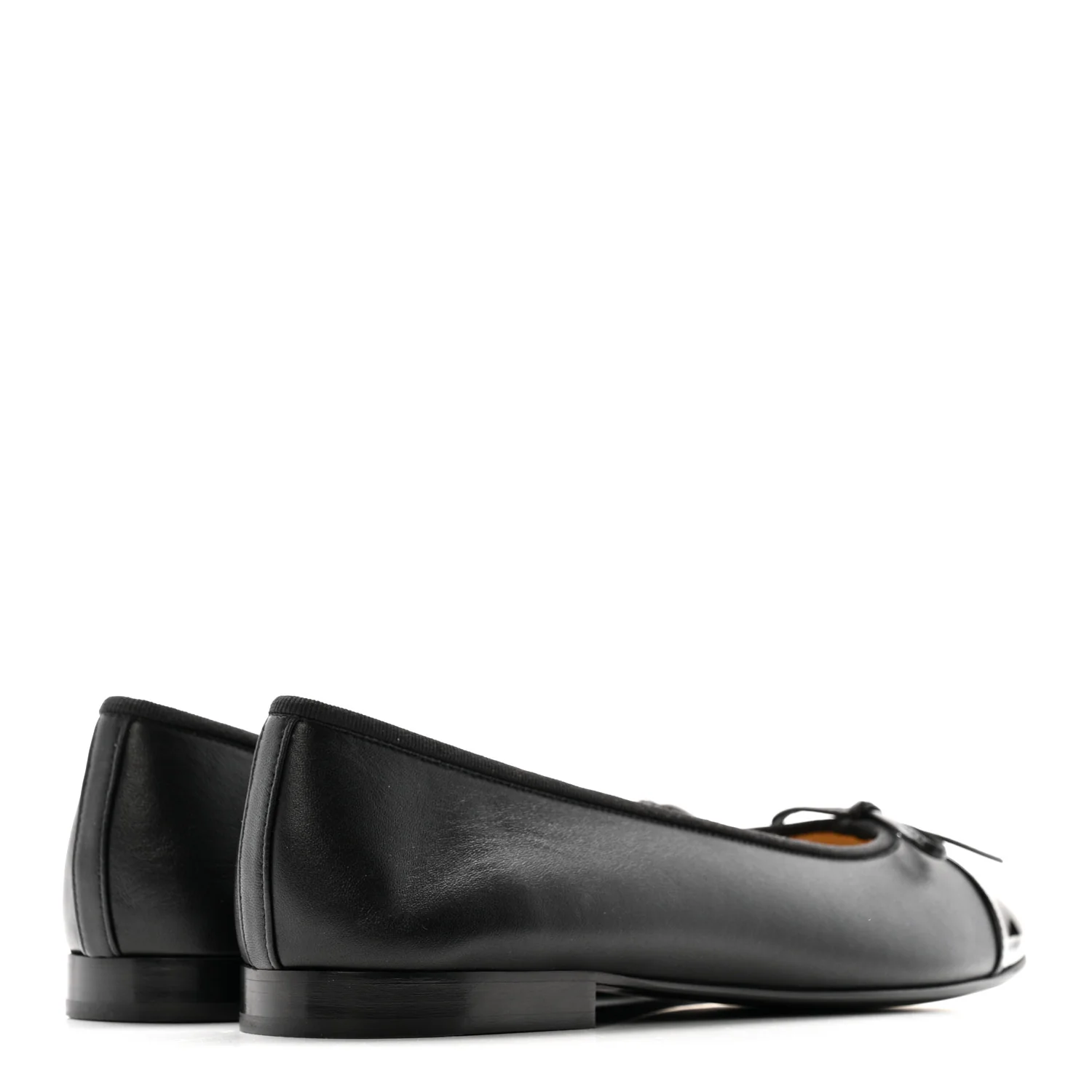 Lambskin Patent Cap Toe Ballerina Flats 39.5 Black - Image 5