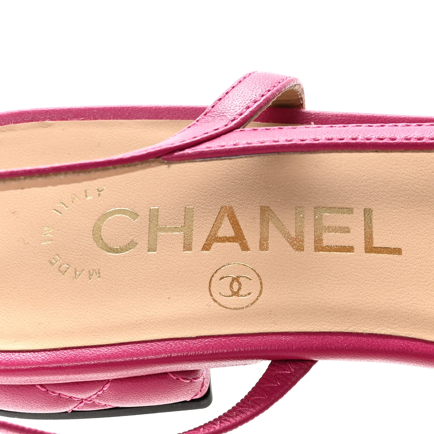 Lambskin Patent Cap Toe CC Slingback Flats 37.5 Fuchsia Black - Image 8