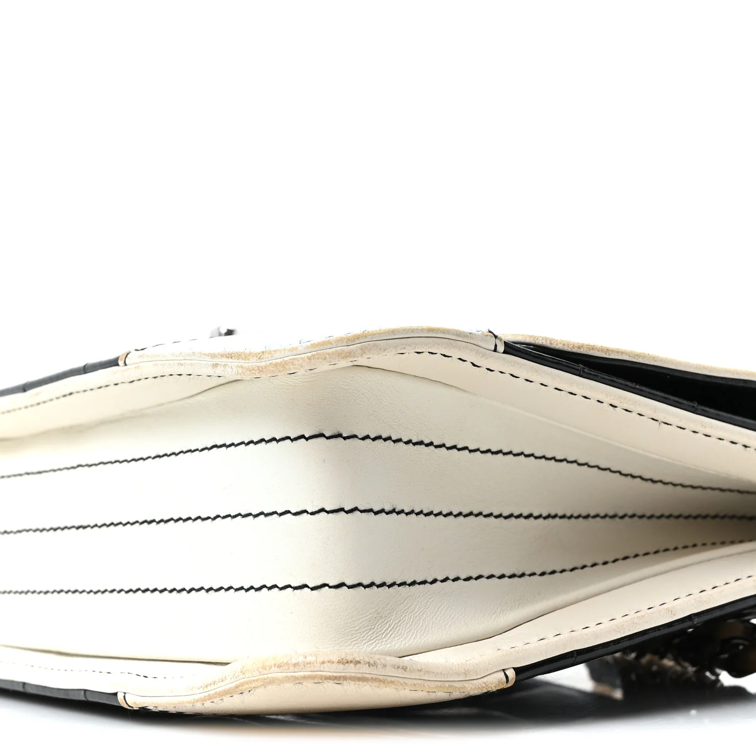 Lambskin Patent Chocolate Bar Flap Black White - Image 10