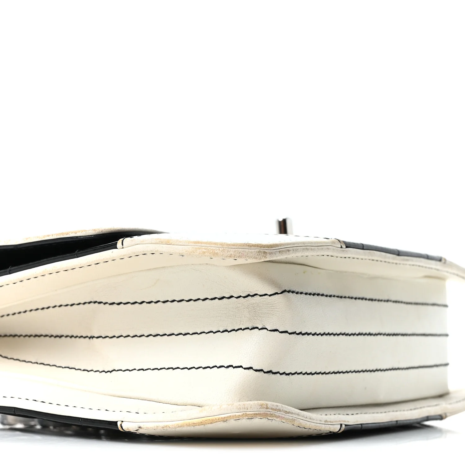 Lambskin Patent Chocolate Bar Flap Black White - Image 9