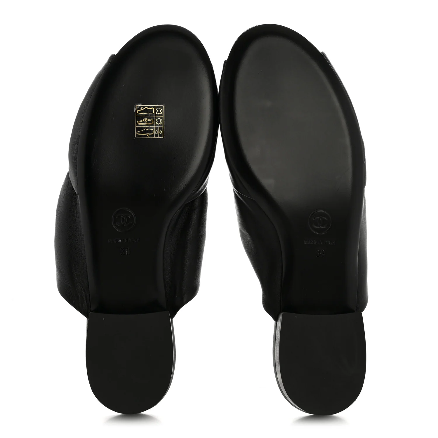 Lambskin Pearl Bow CC Flat Sandals 39 Black - Image 6