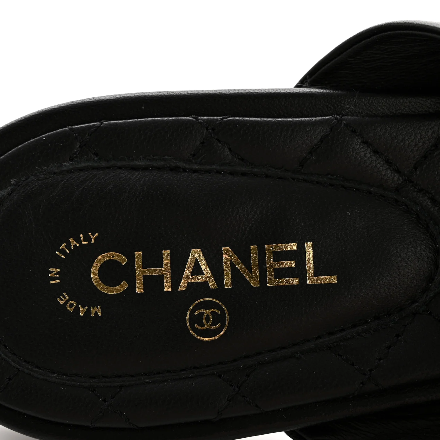 Lambskin Pearl Bow CC Flat Sandals 39 Black - Image 8