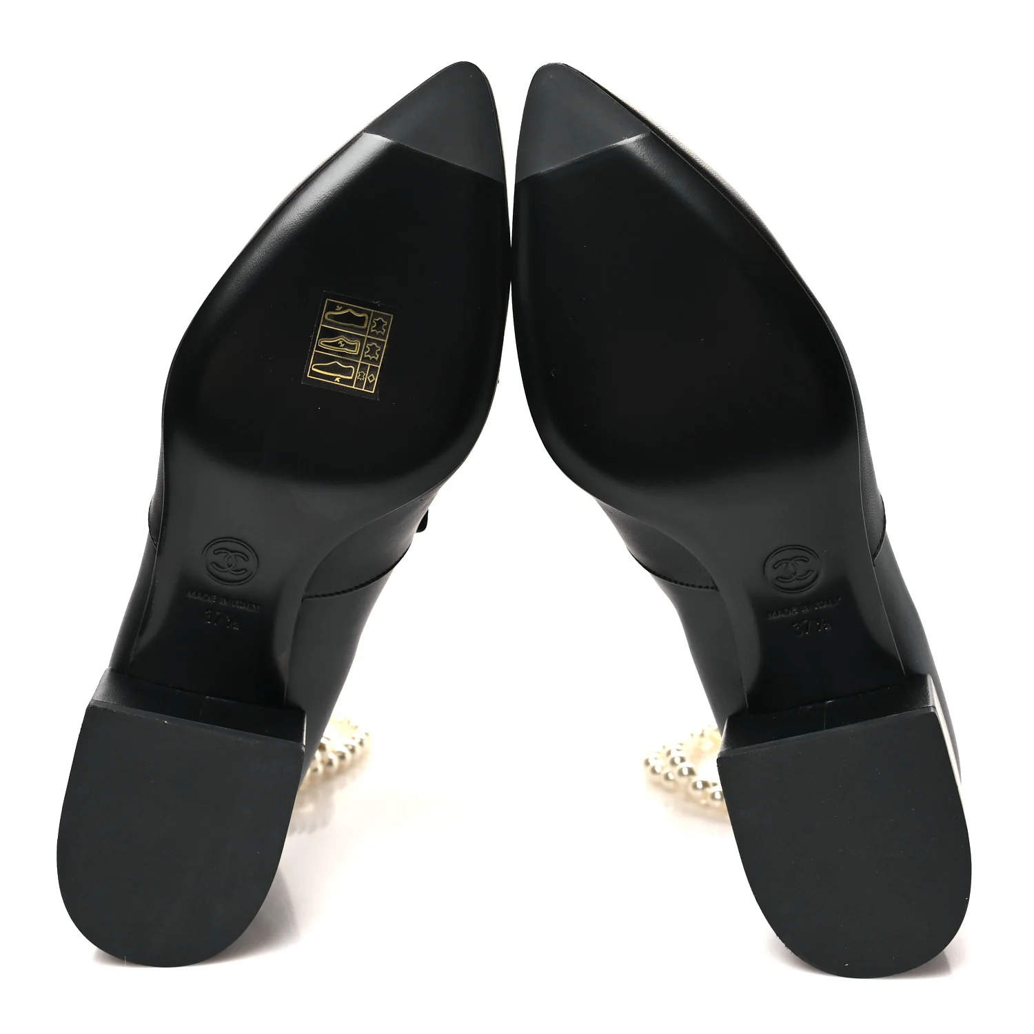 Lambskin Pearl Bow Short Boots 37.5 Black - Image 6