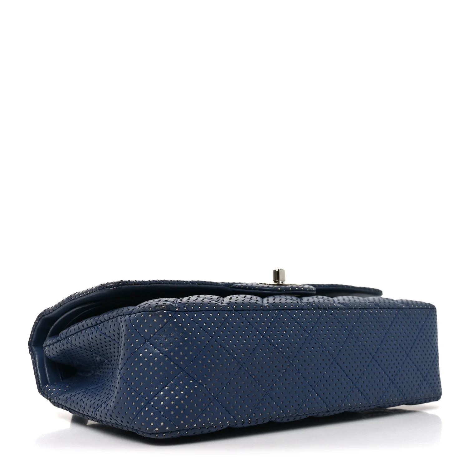 Lambskin Perforated Medium Double Flap Blue - Image 3