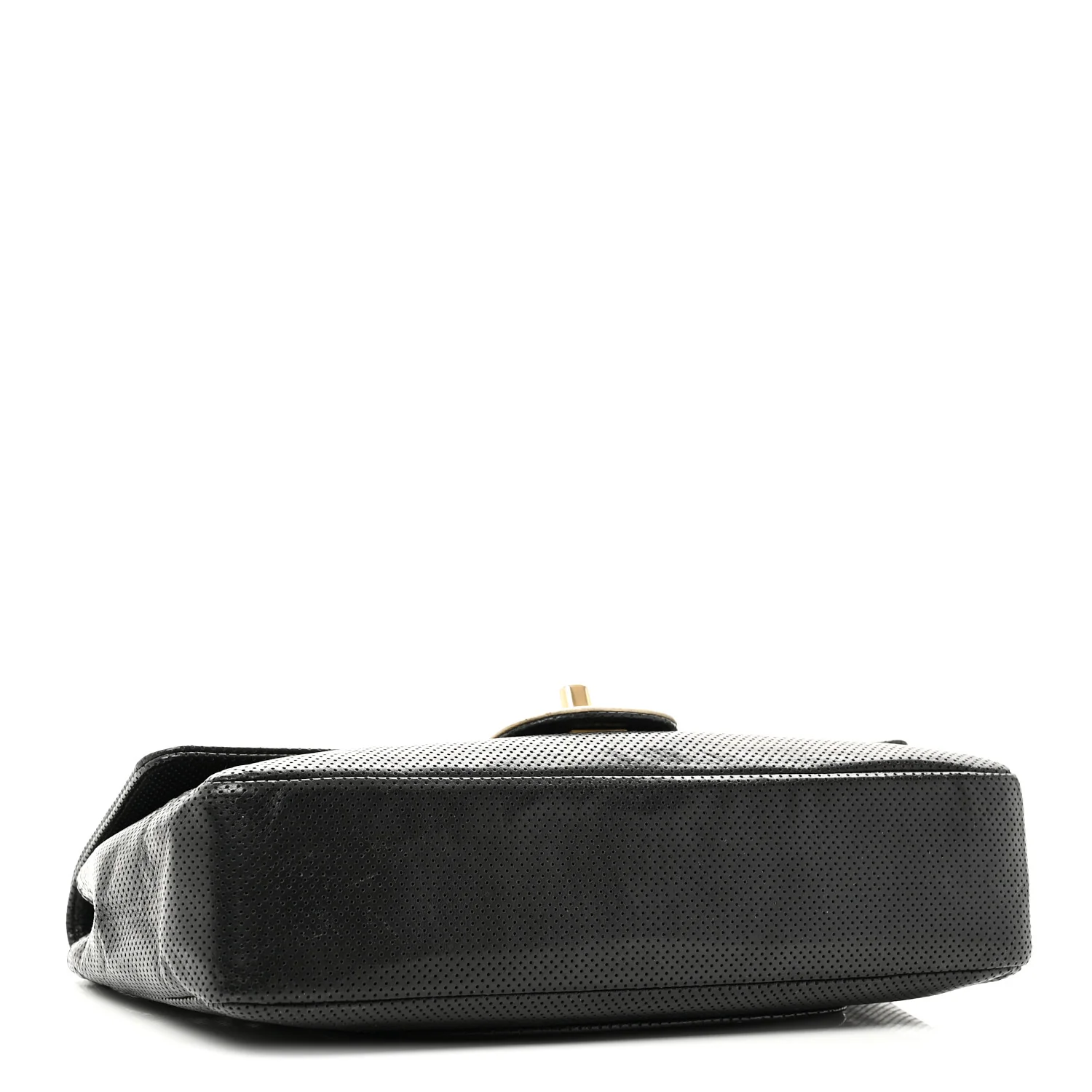 Lambskin Perforated Medium Single Flap Bag Black White - Image 4
