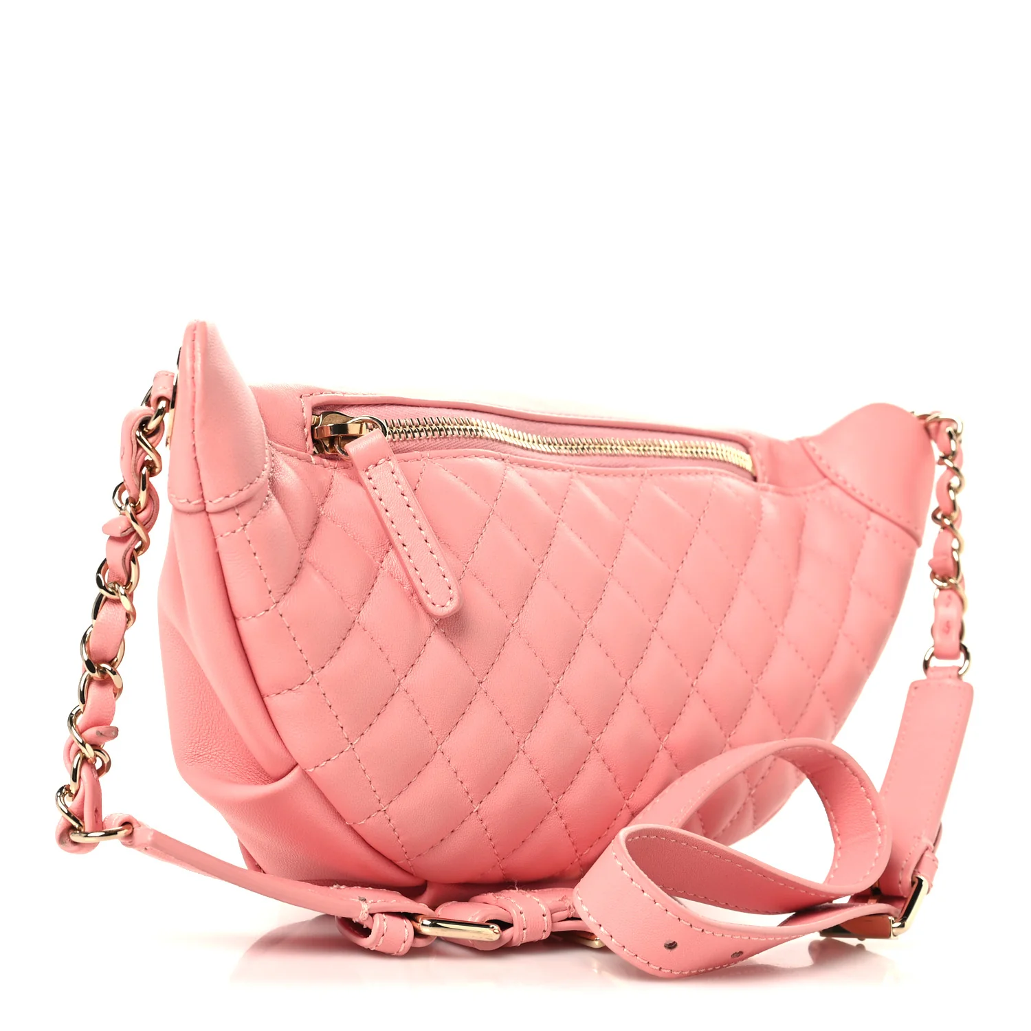 Lambskin Quilted Bi Waist Bag Fanny Pack Pink - Image 2