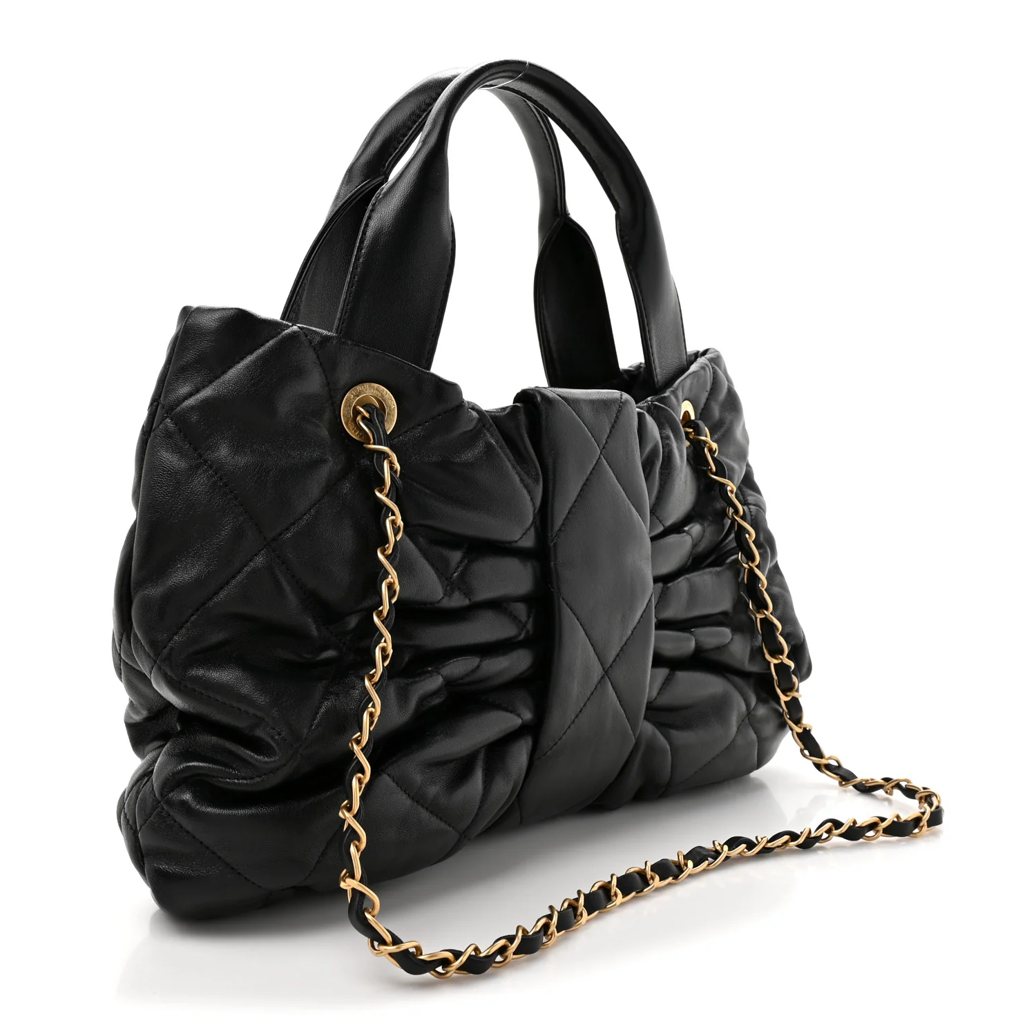Lambskin Quilted Bow Bag Black - Image 3