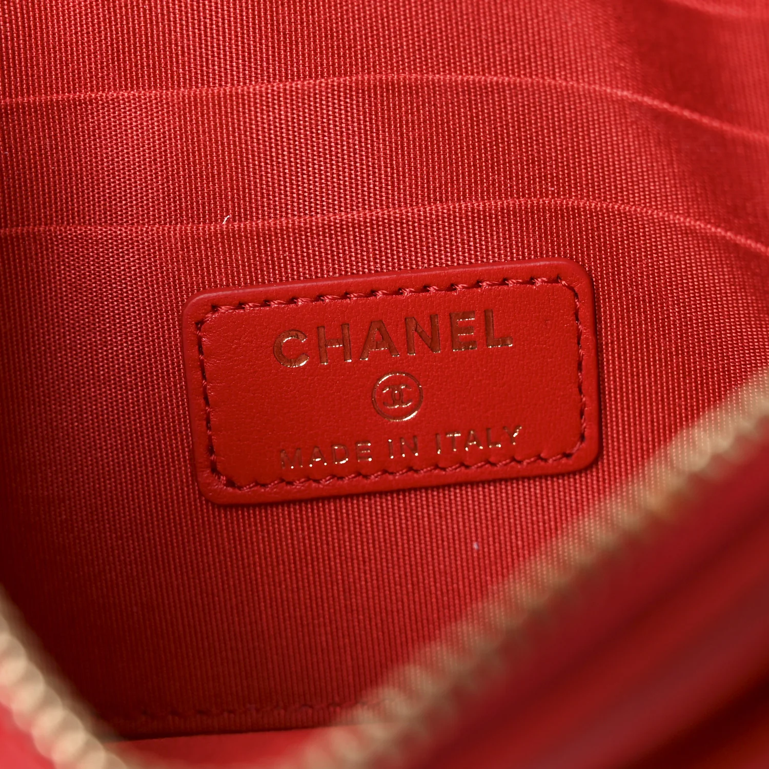 Lambskin Quilted Camellia CC Charm Wristlet Wallet Red - Image 6