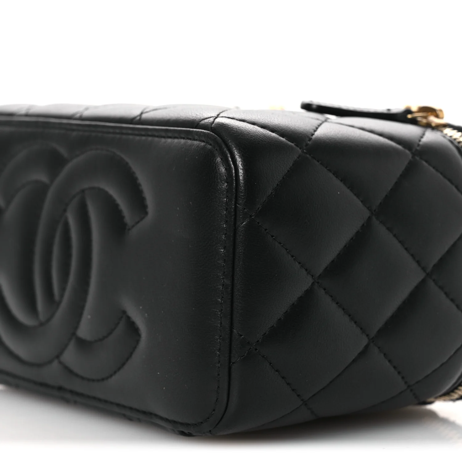 Lambskin Quilted Camellia Vanity Case Black - Image 10