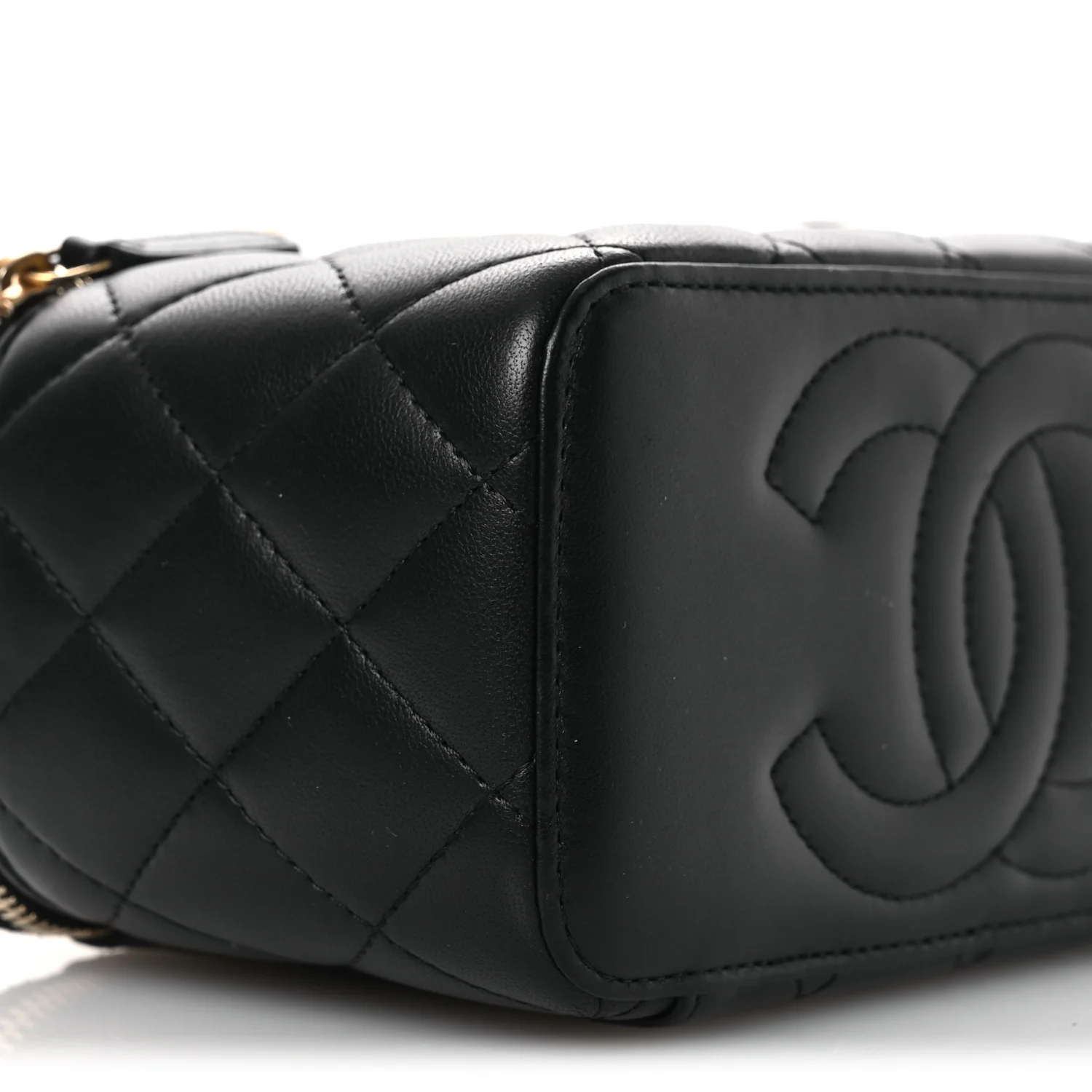 Lambskin Quilted Camellia Vanity Case Black - Image 9