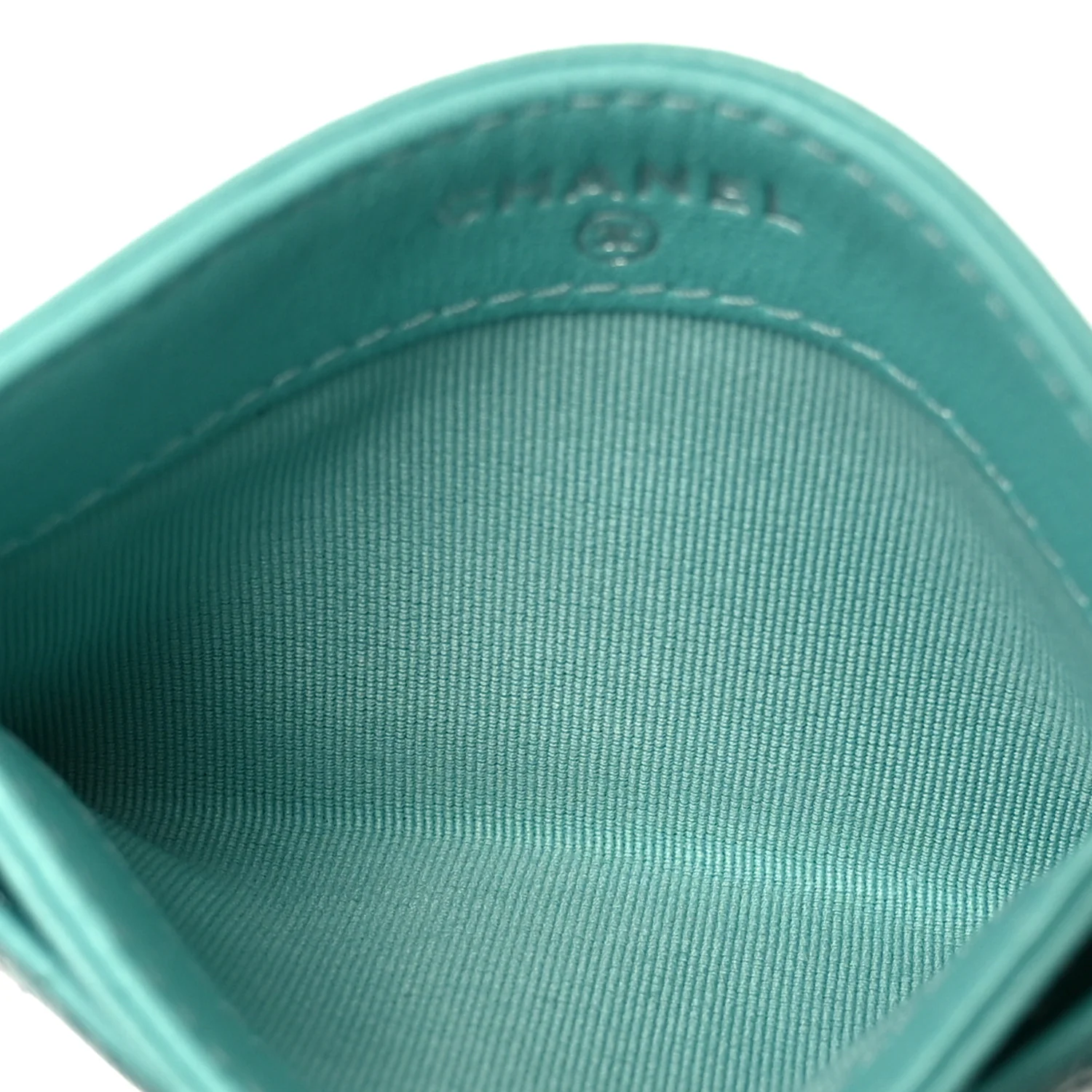 Lambskin Quilted Card Holder Turquoise - Image 5