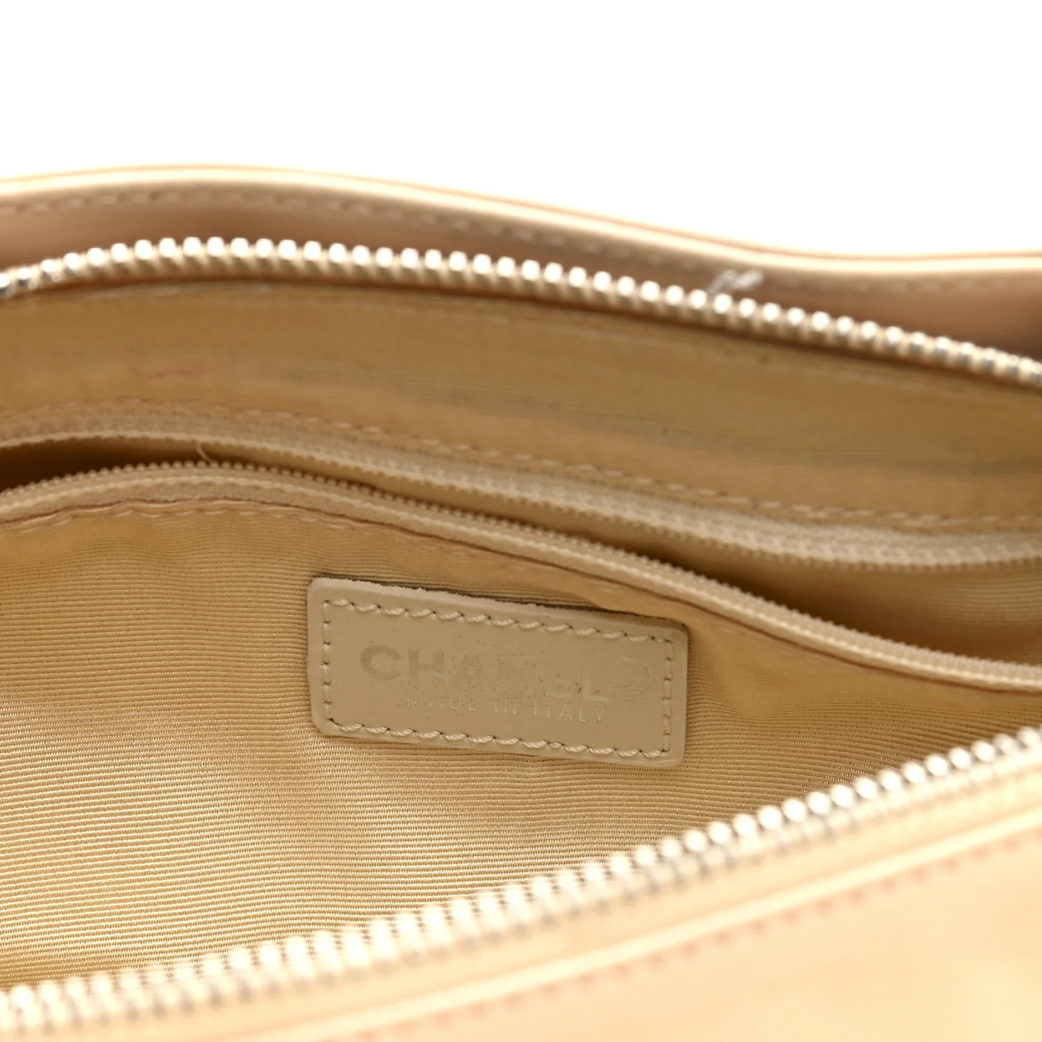 Lambskin Quilted CC Chocolate Bar Barrel Bag Beige - Image 6