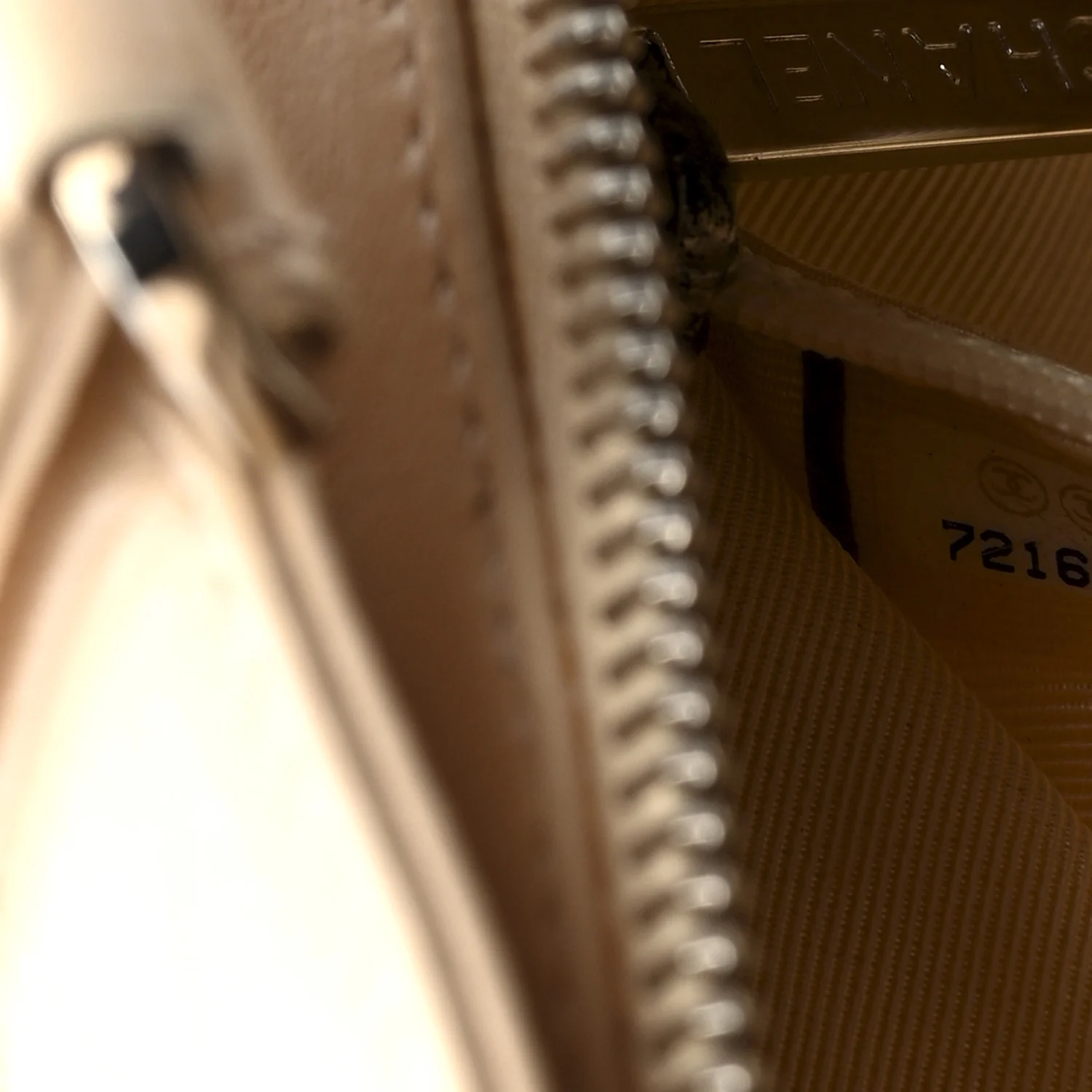 Lambskin Quilted CC Chocolate Bar Barrel Bag Beige - Image 7