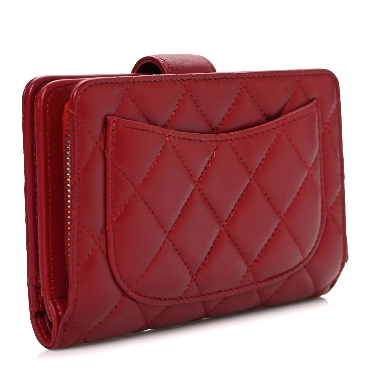 Lambskin Quilted CC French Wallet Red - Image 3