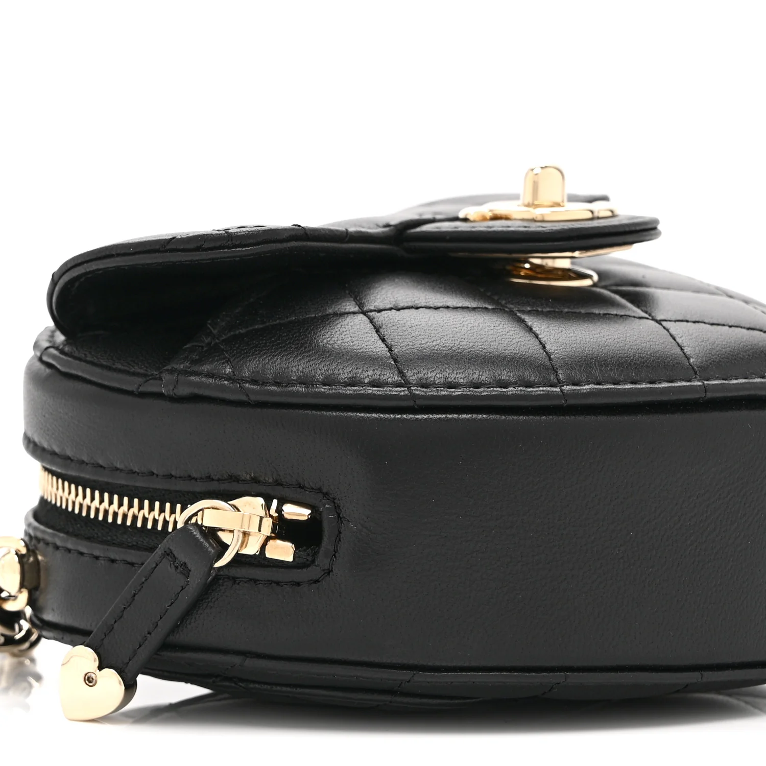 Lambskin Quilted CC In Love Heart Clutch With Chain Black - Image 9