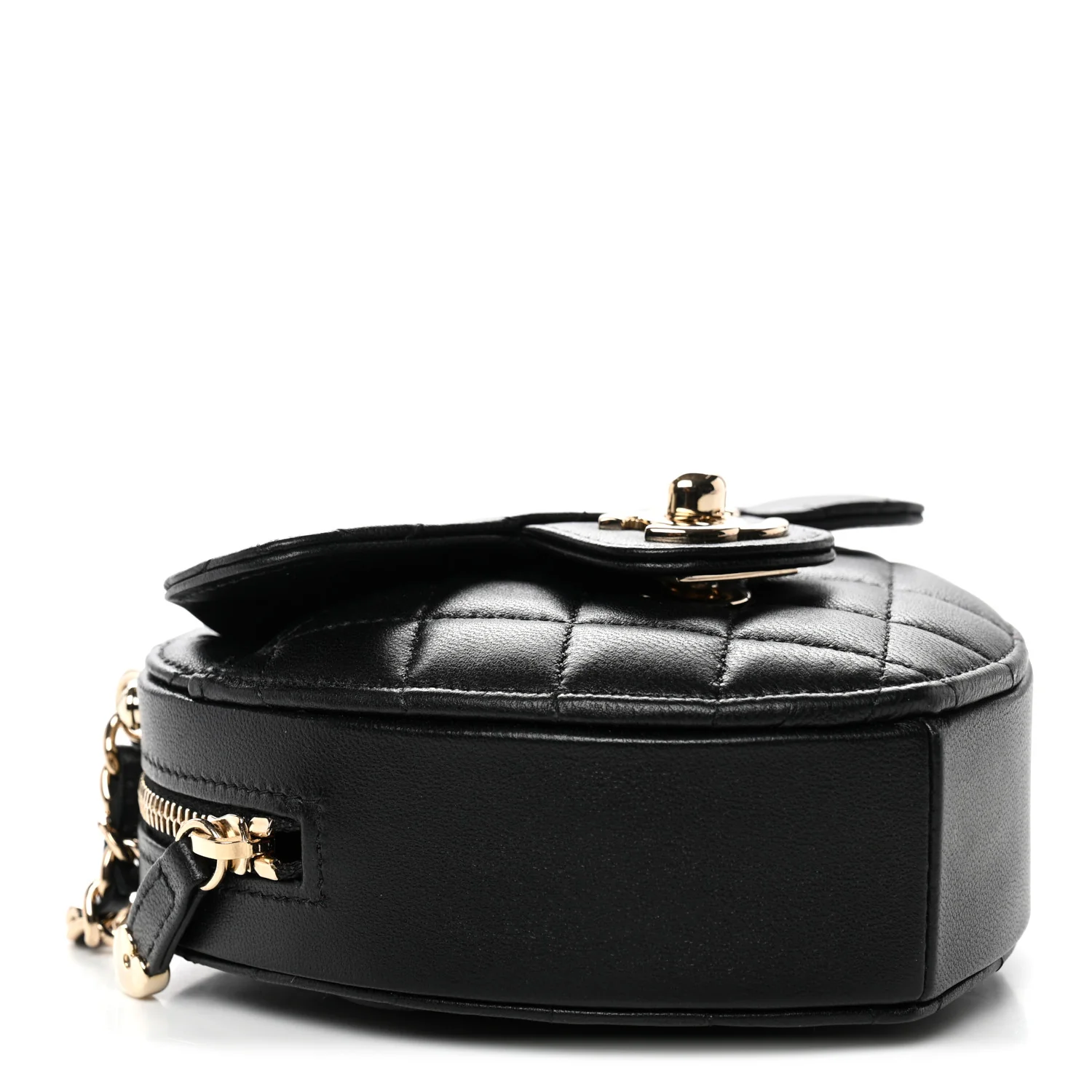 Lambskin Quilted CC In Love Heart Clutch With Chain Black - Image 4