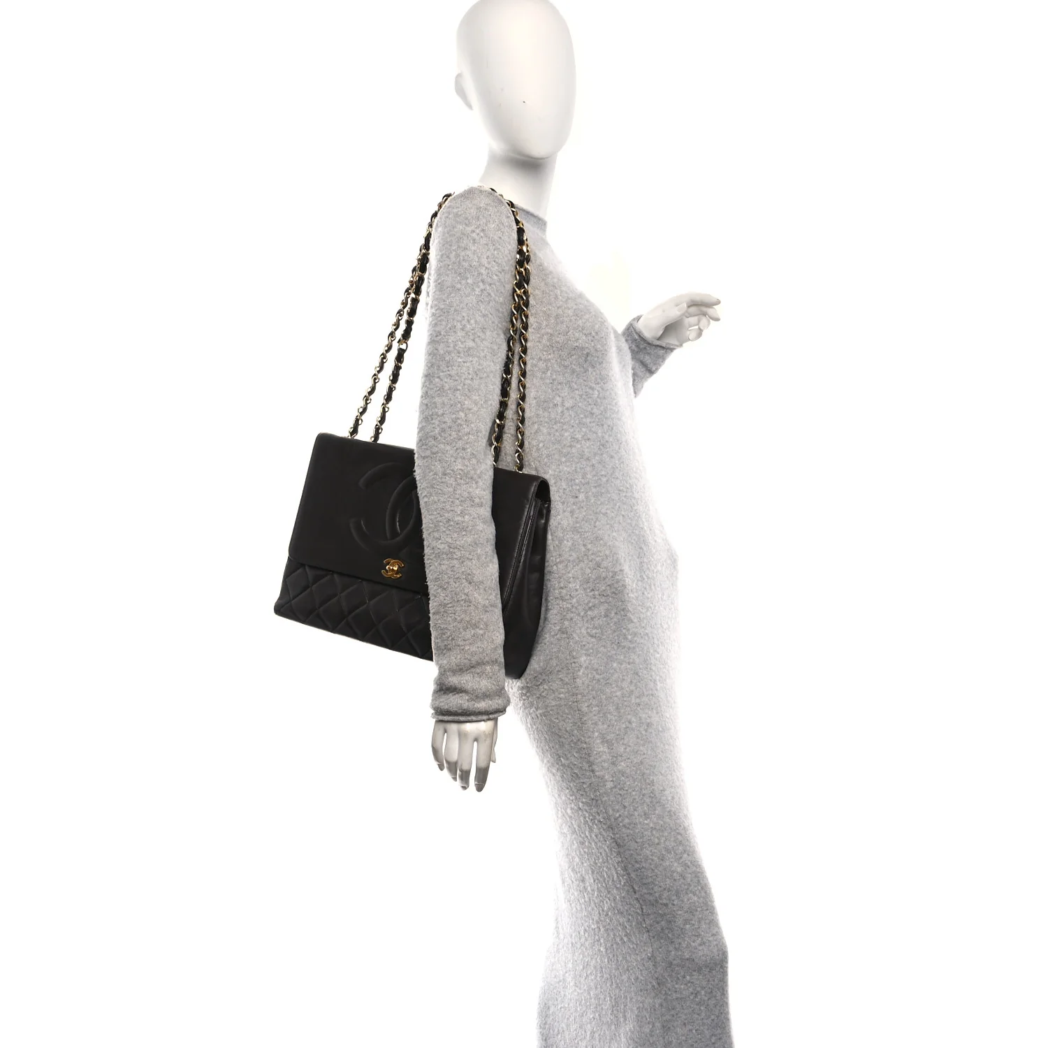 Lambskin Quilted CC Maxi Jumbo Single Flap Brown - Image 2