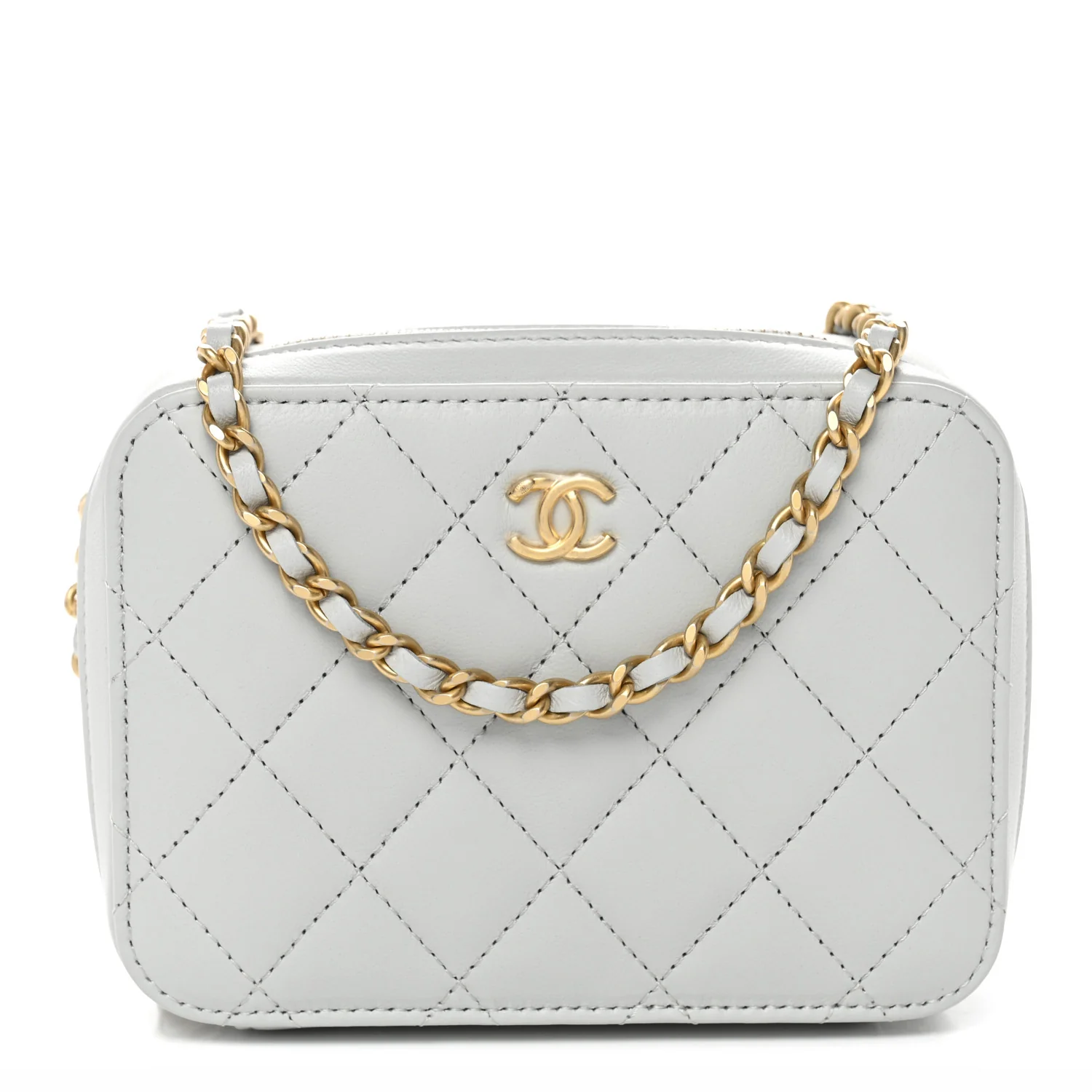 Lambskin Quilted CC Pearl Crush Camera Case Grey