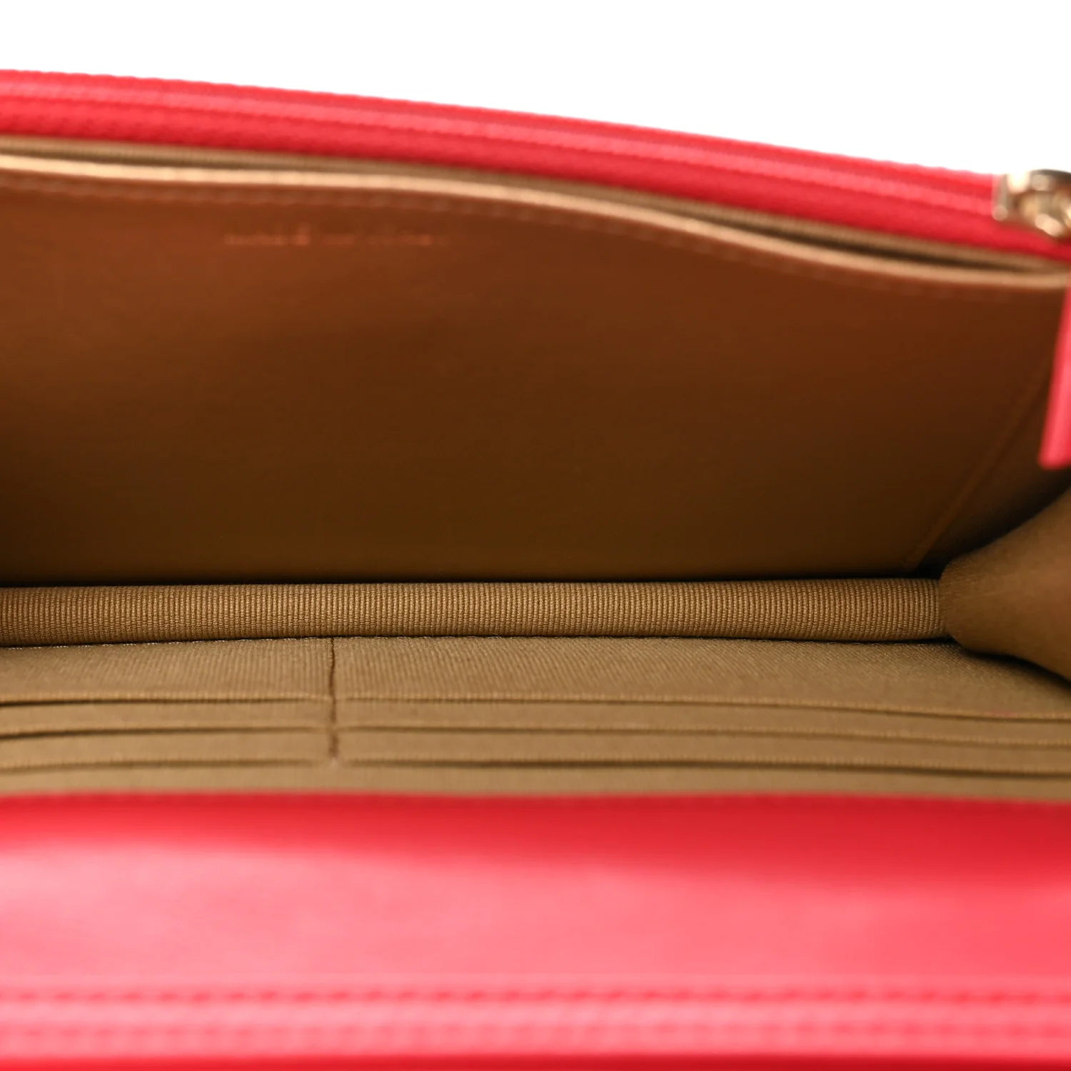 Lambskin Quilted CC Pearl Crush Wallet on Chain WOC Red - Image 5