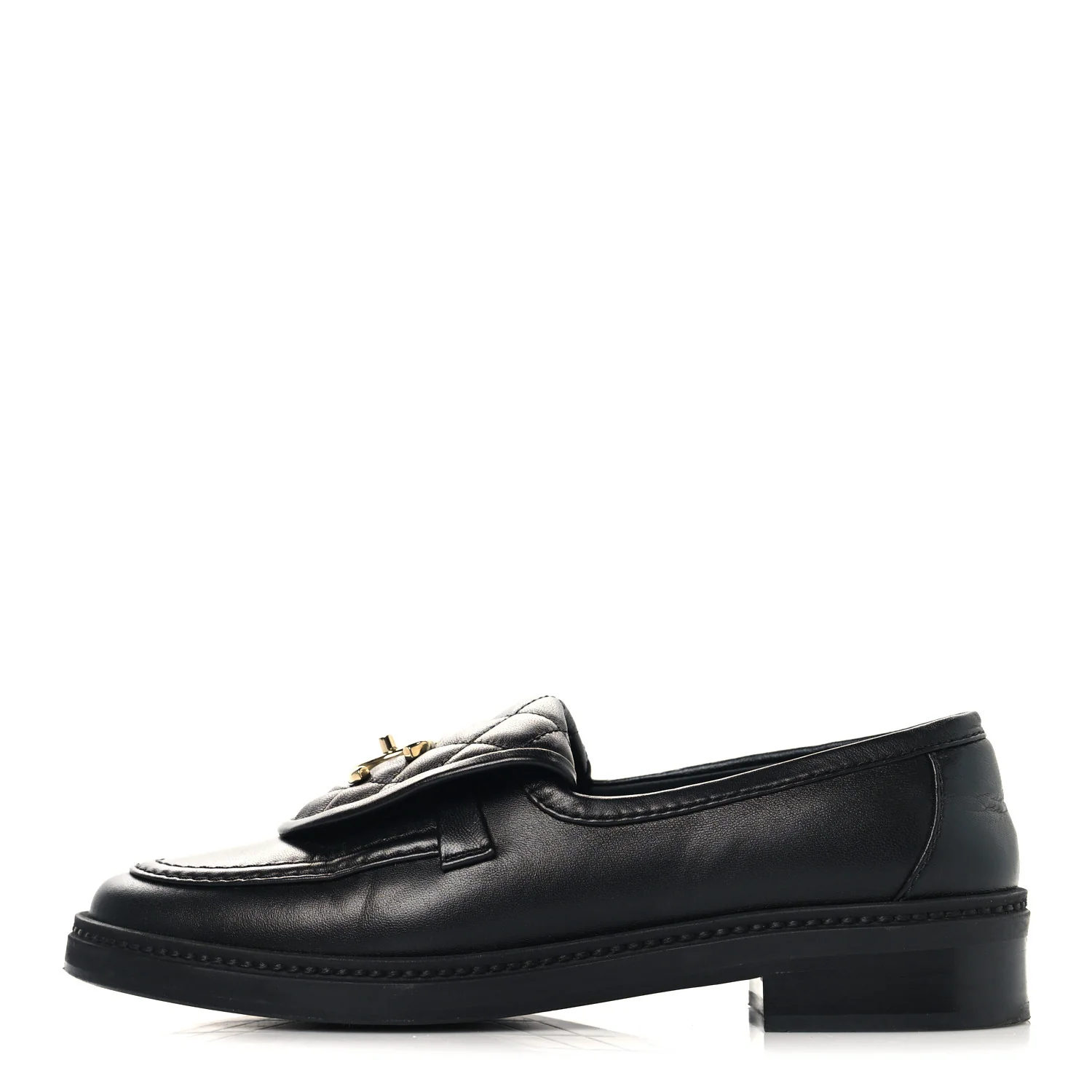 Lambskin Quilted CC Turnlock Loafers 37 Black