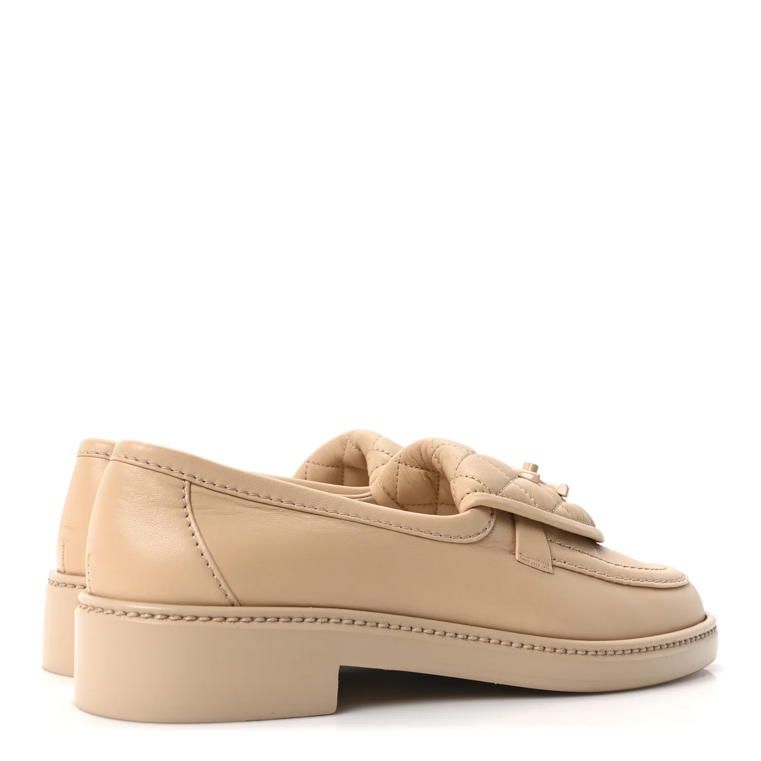 Lambskin Quilted CC Turnlock Loafers 37.5 Beige - Image 5