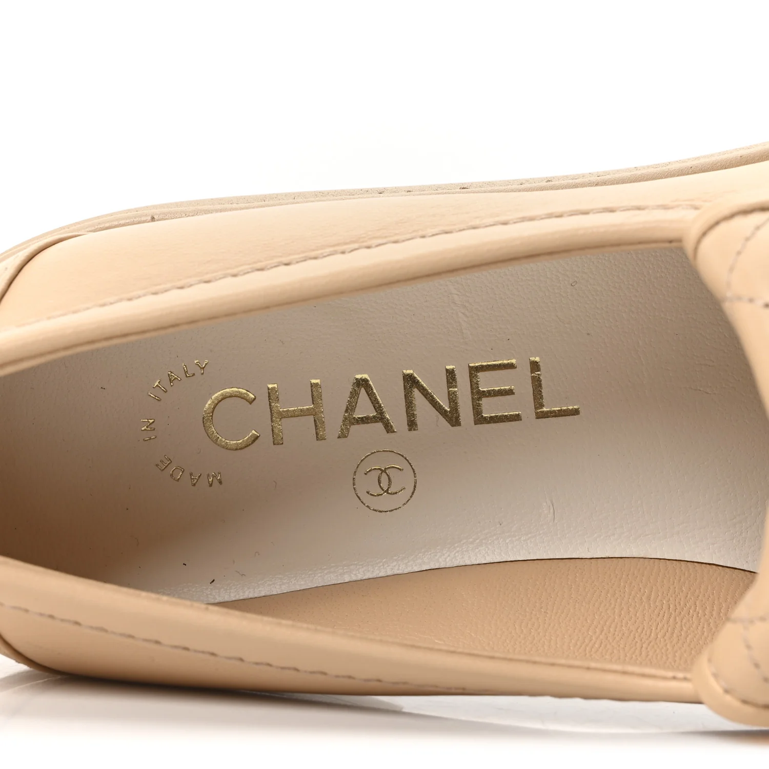 Lambskin Quilted CC Turnlock Loafers 37.5 Beige - Image 8