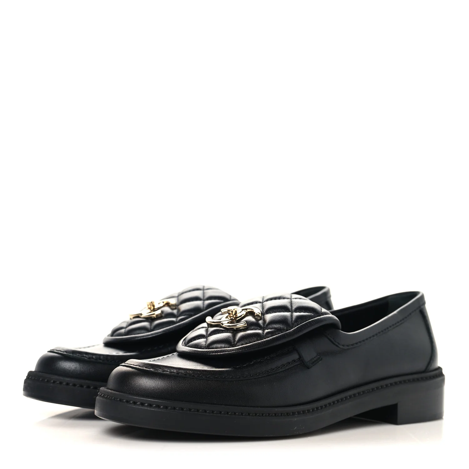 Lambskin Quilted CC Turnlock Loafers 38 Black - Image 4