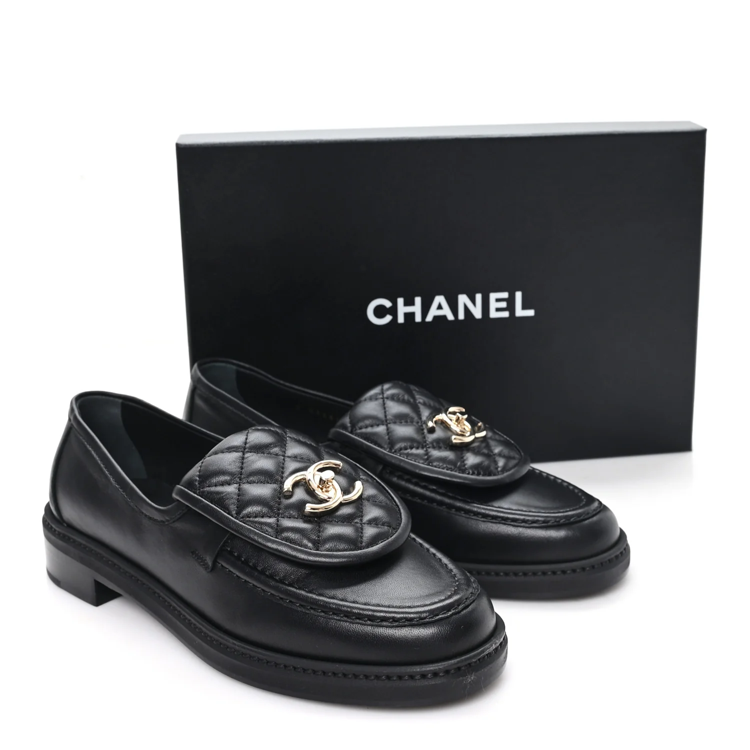 Lambskin Quilted CC Turnlock Loafers 38.5 Black - Image 10