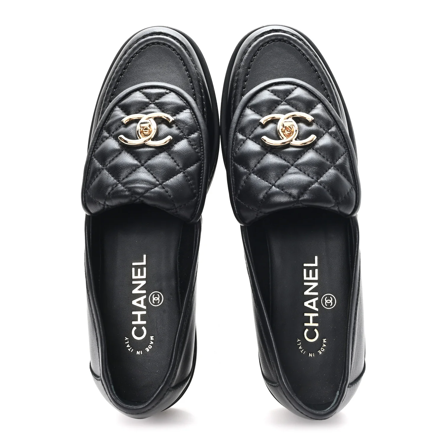 Lambskin Quilted CC Turnlock Loafers 38.5 Black - Image 2