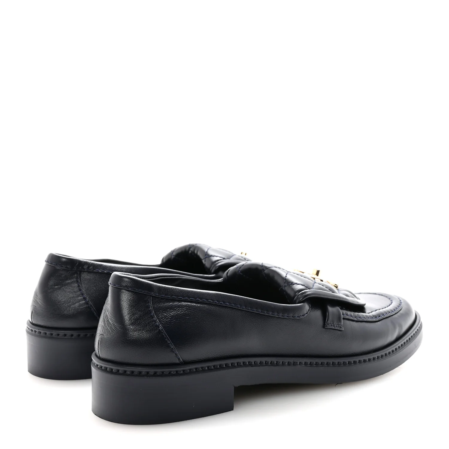 Lambskin Quilted CC Turnlock Loafers 38.5 Navy - Image 5