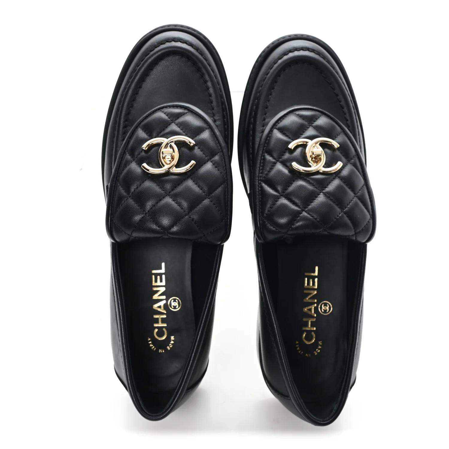 Lambskin Quilted CC Turnlock Loafers 39 Black - Image 2