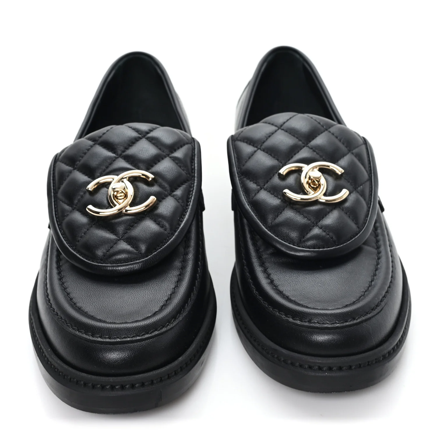 Lambskin Quilted CC Turnlock Loafers 39 Black - Image 3