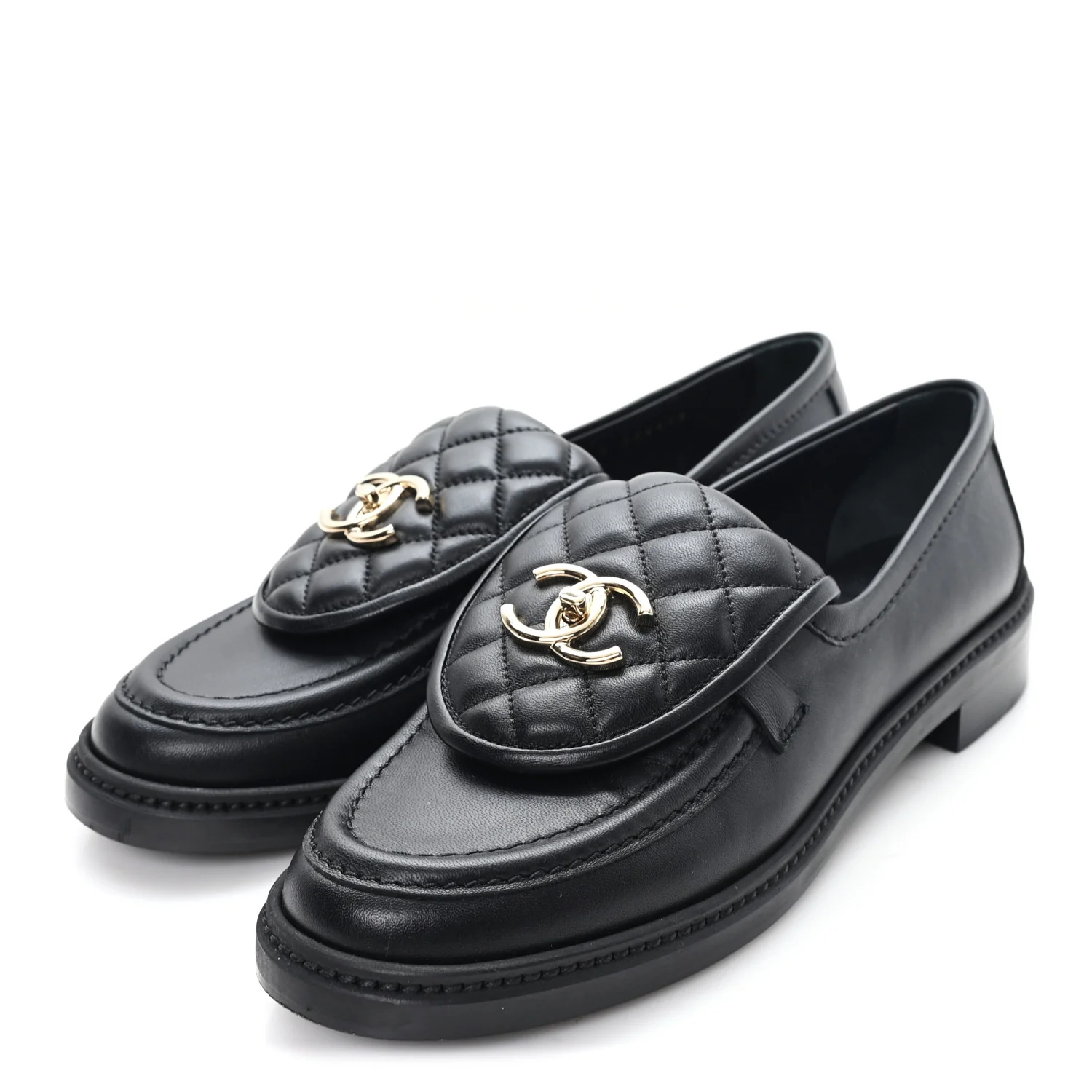 Lambskin Quilted CC Turnlock Loafers 39 Black - Image 4
