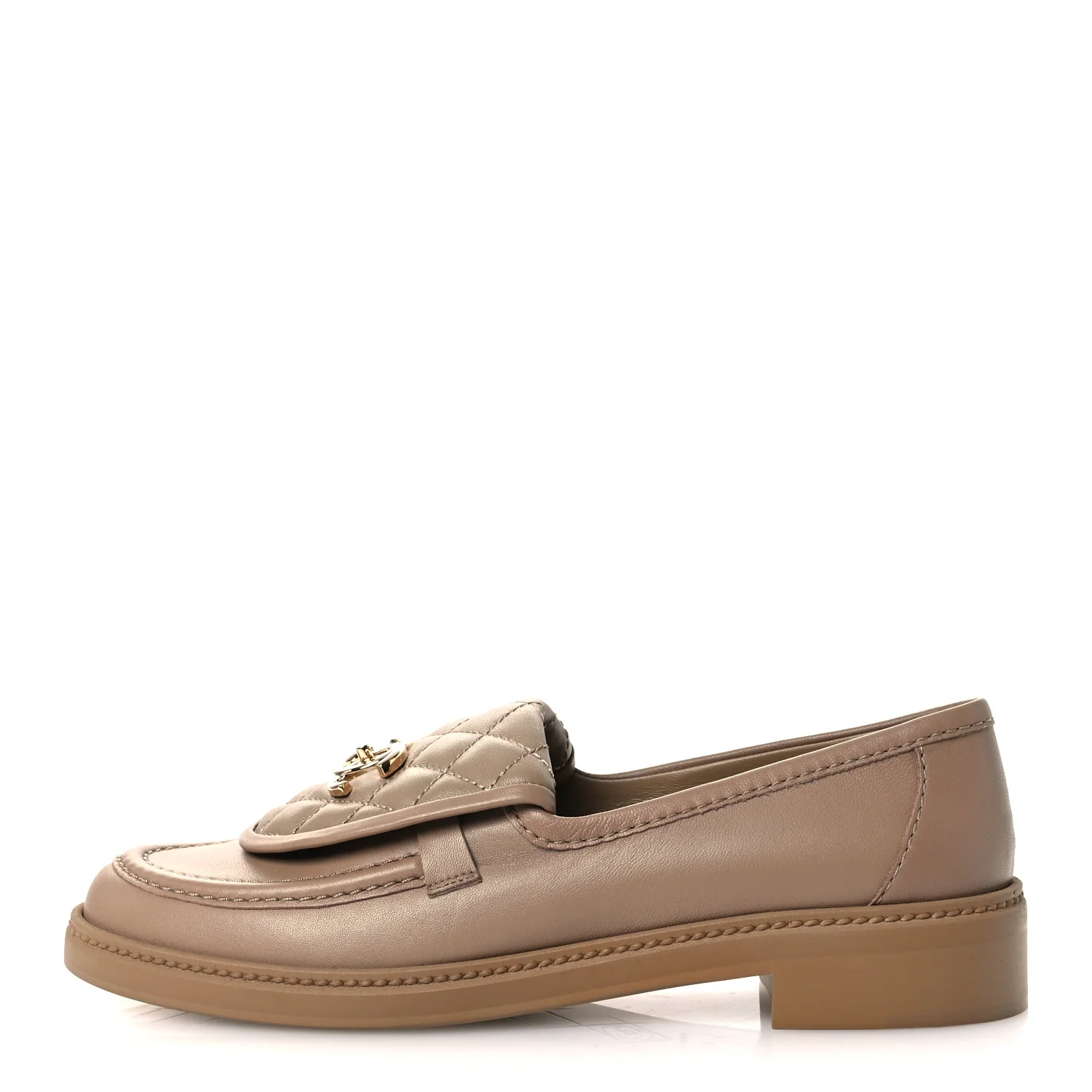 Lambskin Quilted CC Turnlock Loafers 40 Beige